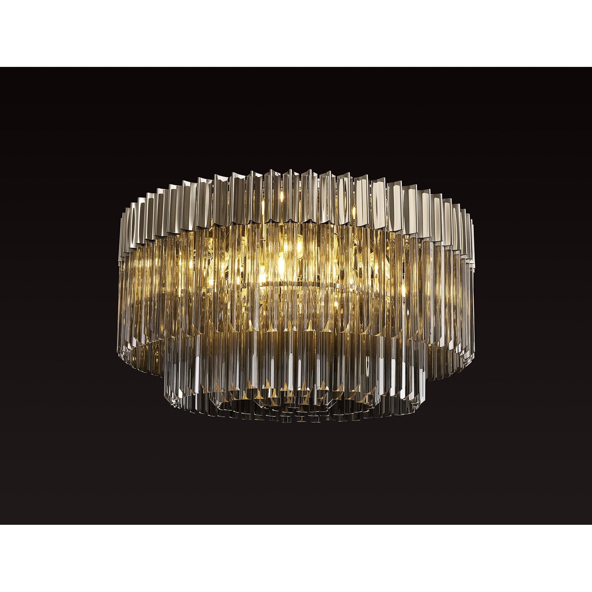 Fabula Cedar 12 Light Flush Light - Polished Nickel & Smoke Sculpted Glass
