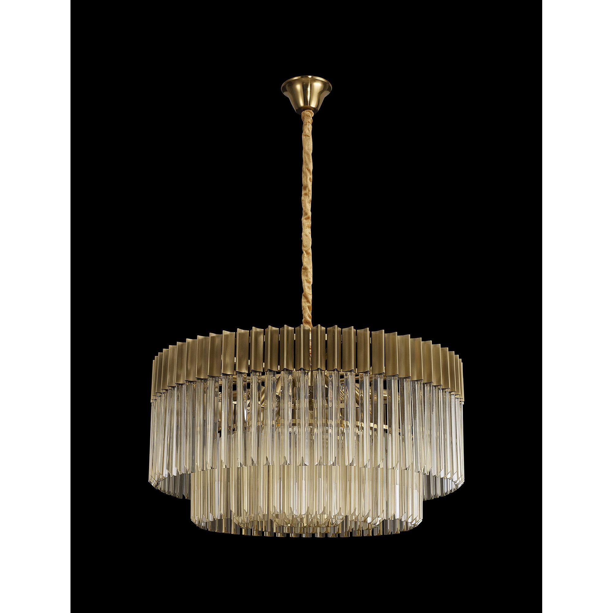 Fabula Cedar 12 Light Pendant - Brass & Cognac Sculpted Glass
