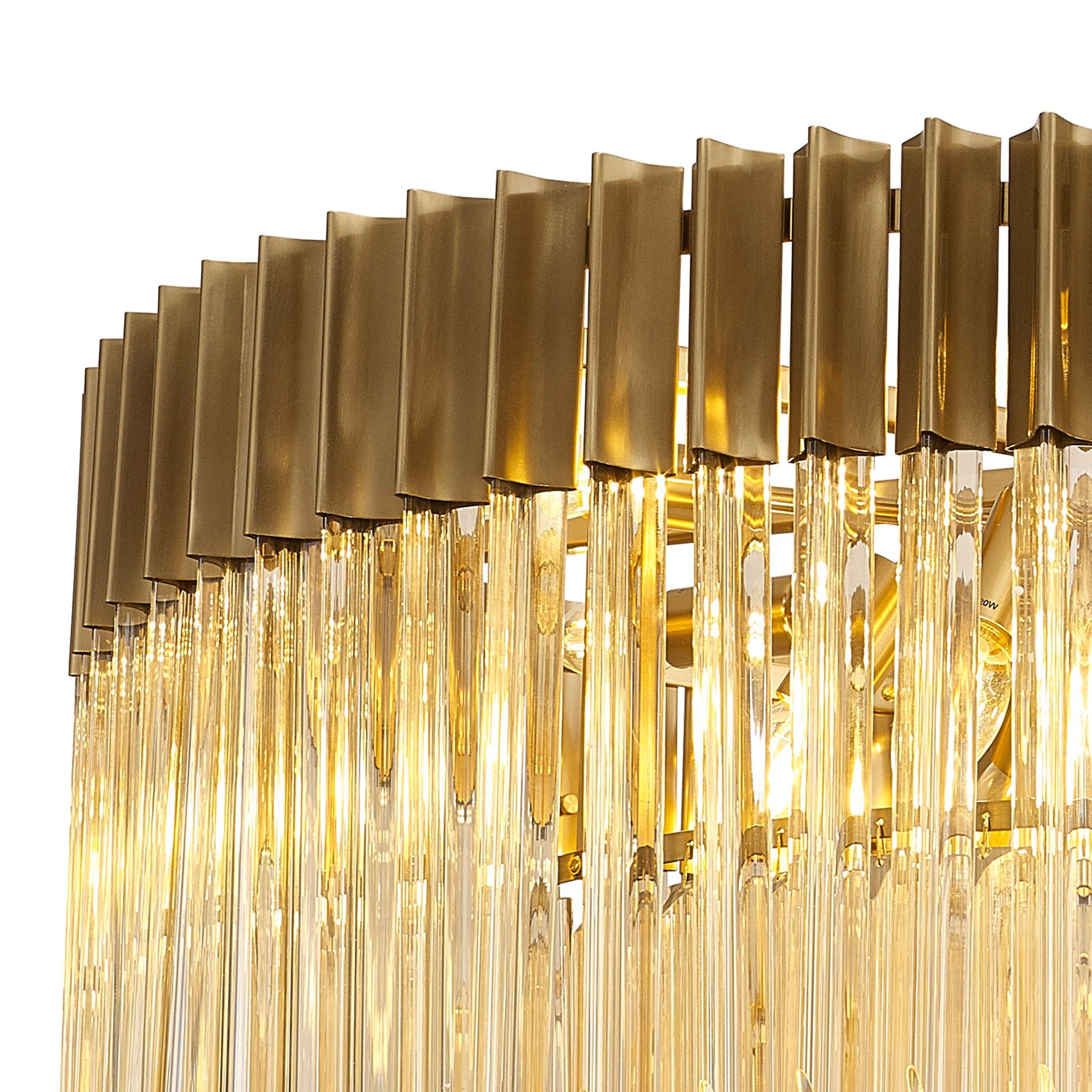 Fabula Cedar 12 Light Pendant - Brass & Cognac Sculpted Glass
