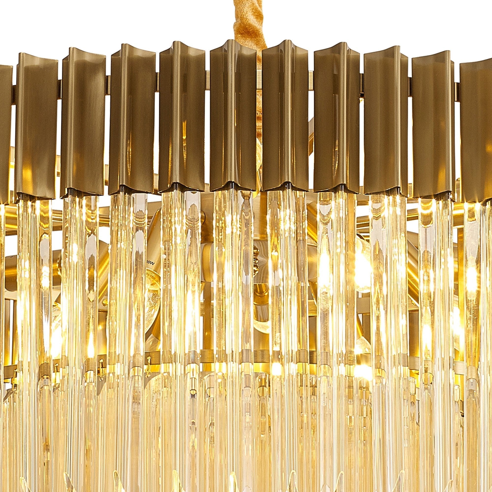 Fabula Cedar 12 Light Pendant - Brass & Cognac Sculpted Glass