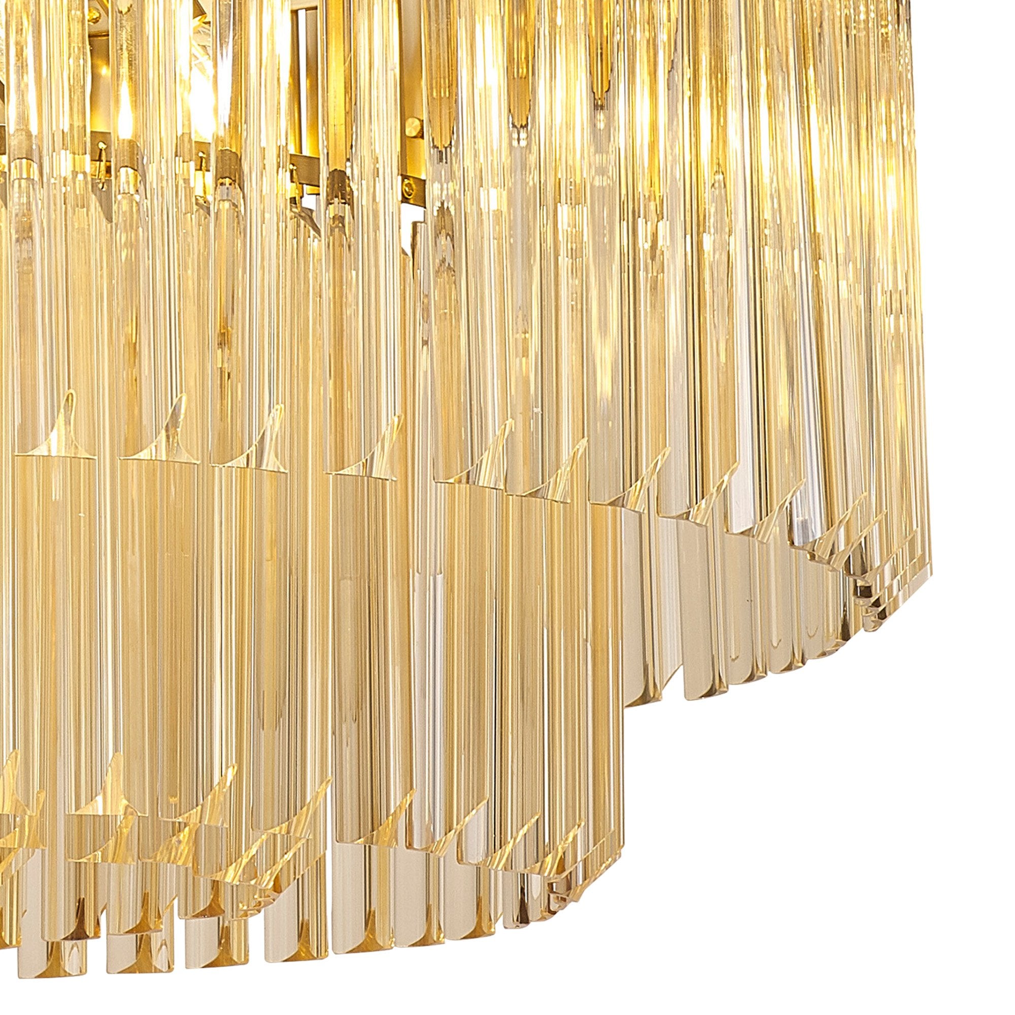 Fabula Cedar 12 Light Pendant - Brass & Cognac Sculpted Glass