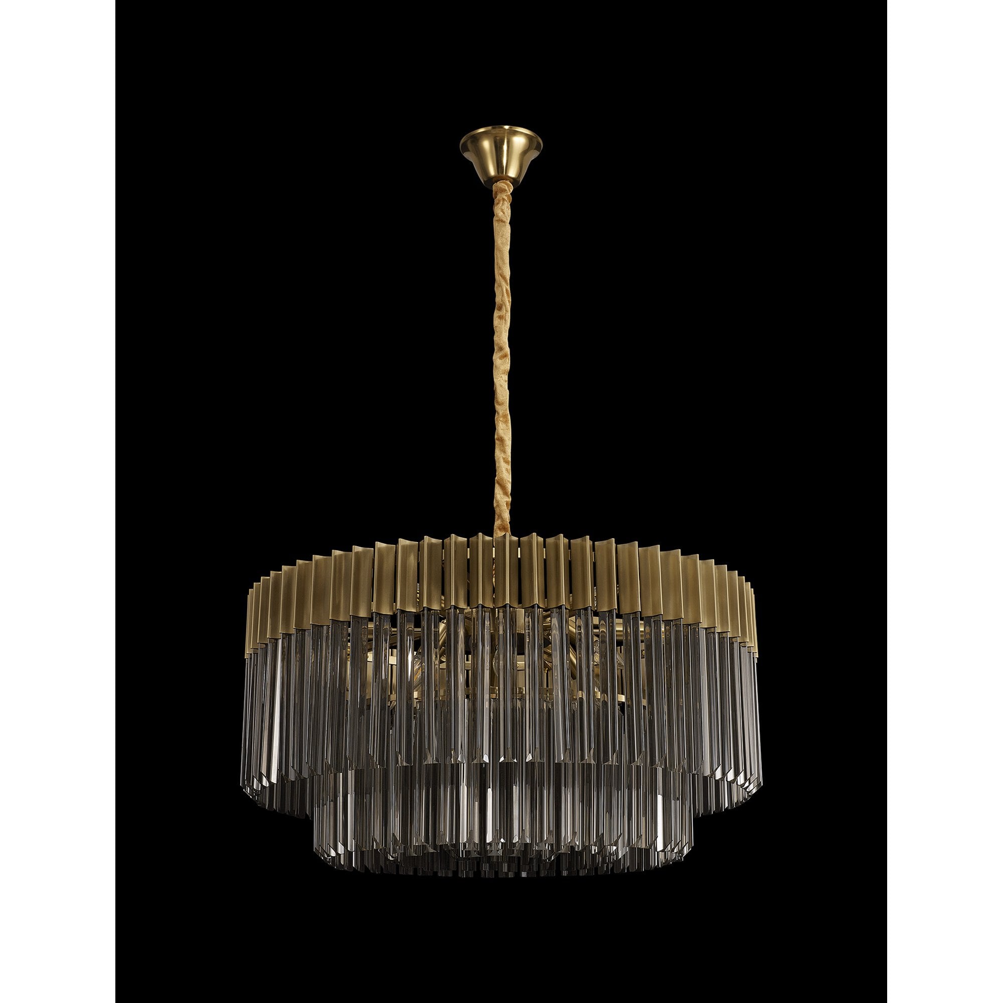 Fabula Cedar 12 Light Pendant - Brass & Smoke Sculpted Glass