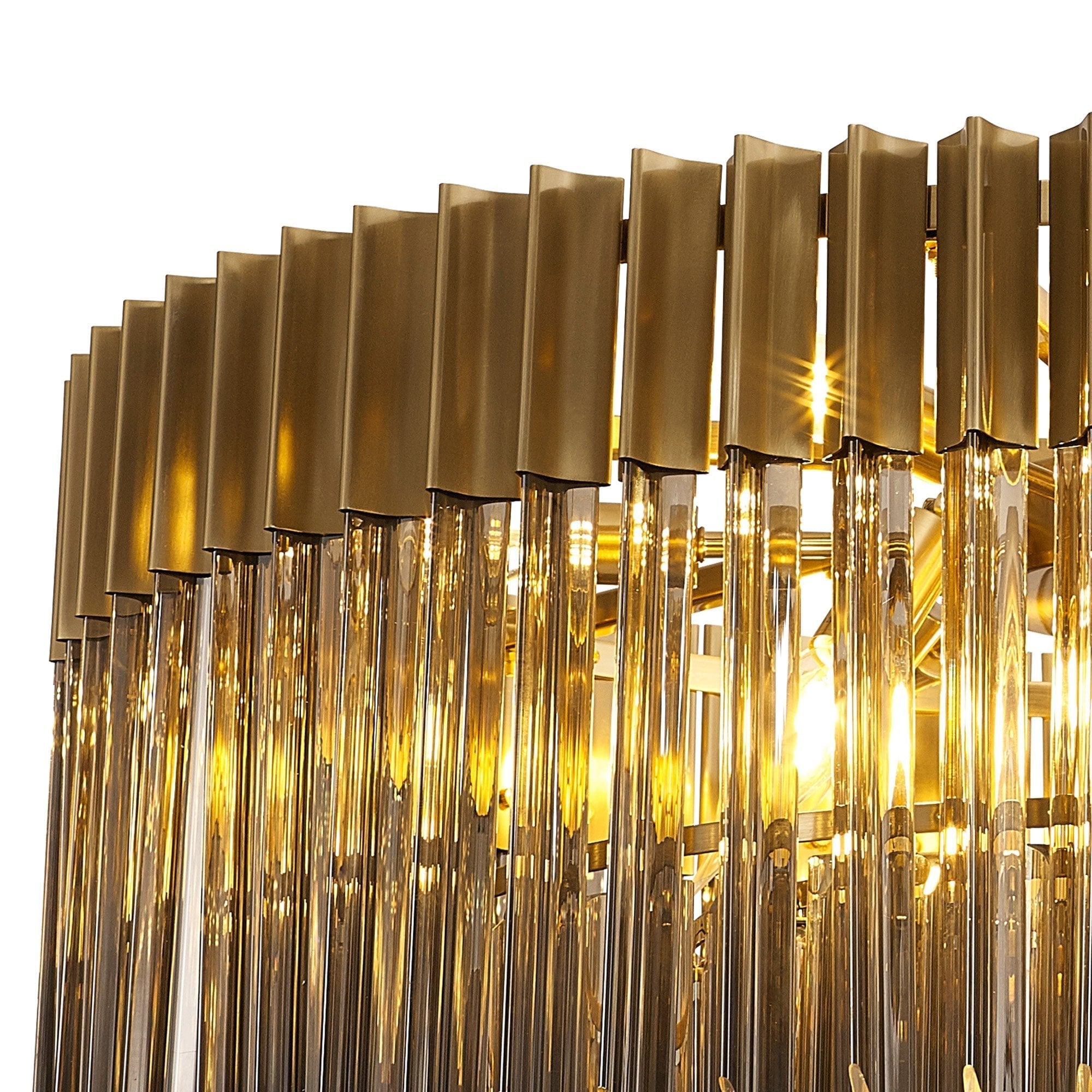 Fabula Cedar 12 Light Pendant - Brass & Smoke Sculpted Glass