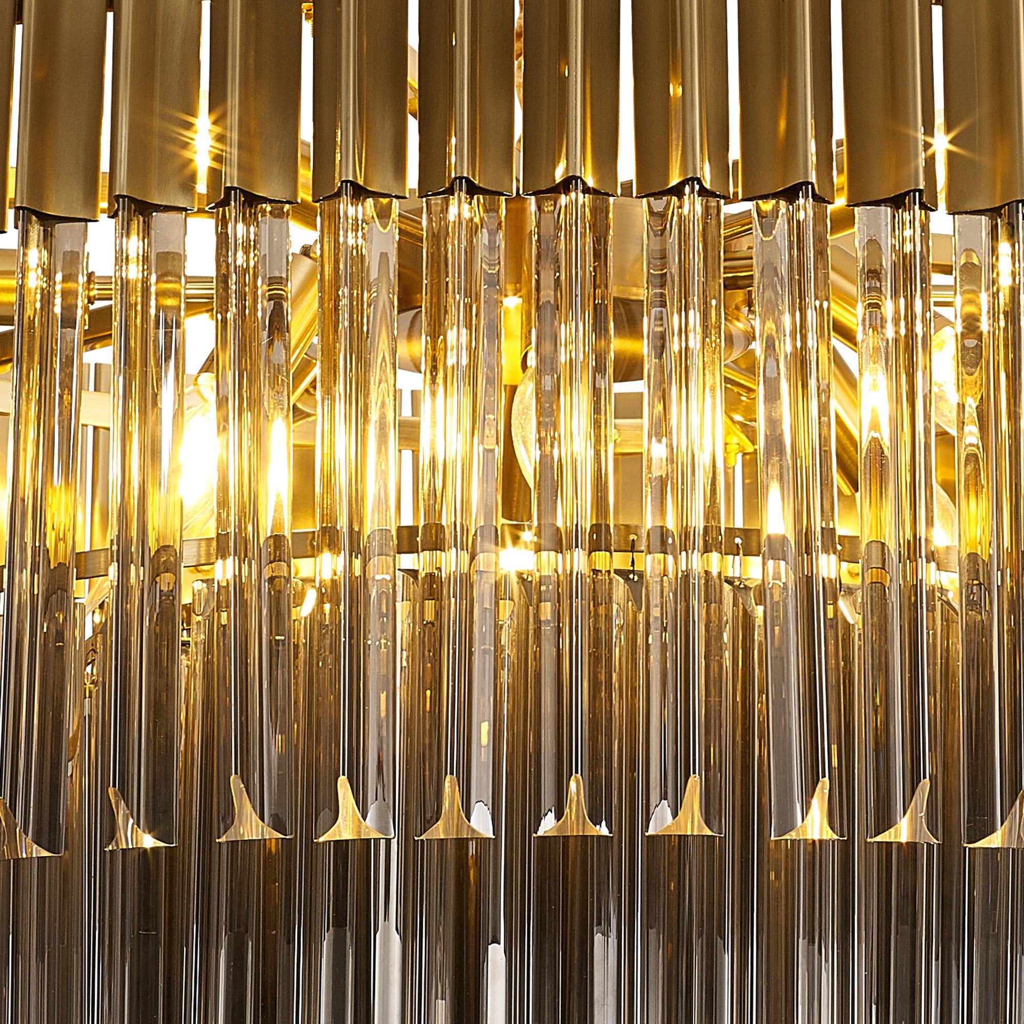 Fabula Cedar 12 Light Pendant - Brass & Smoke Sculpted Glass