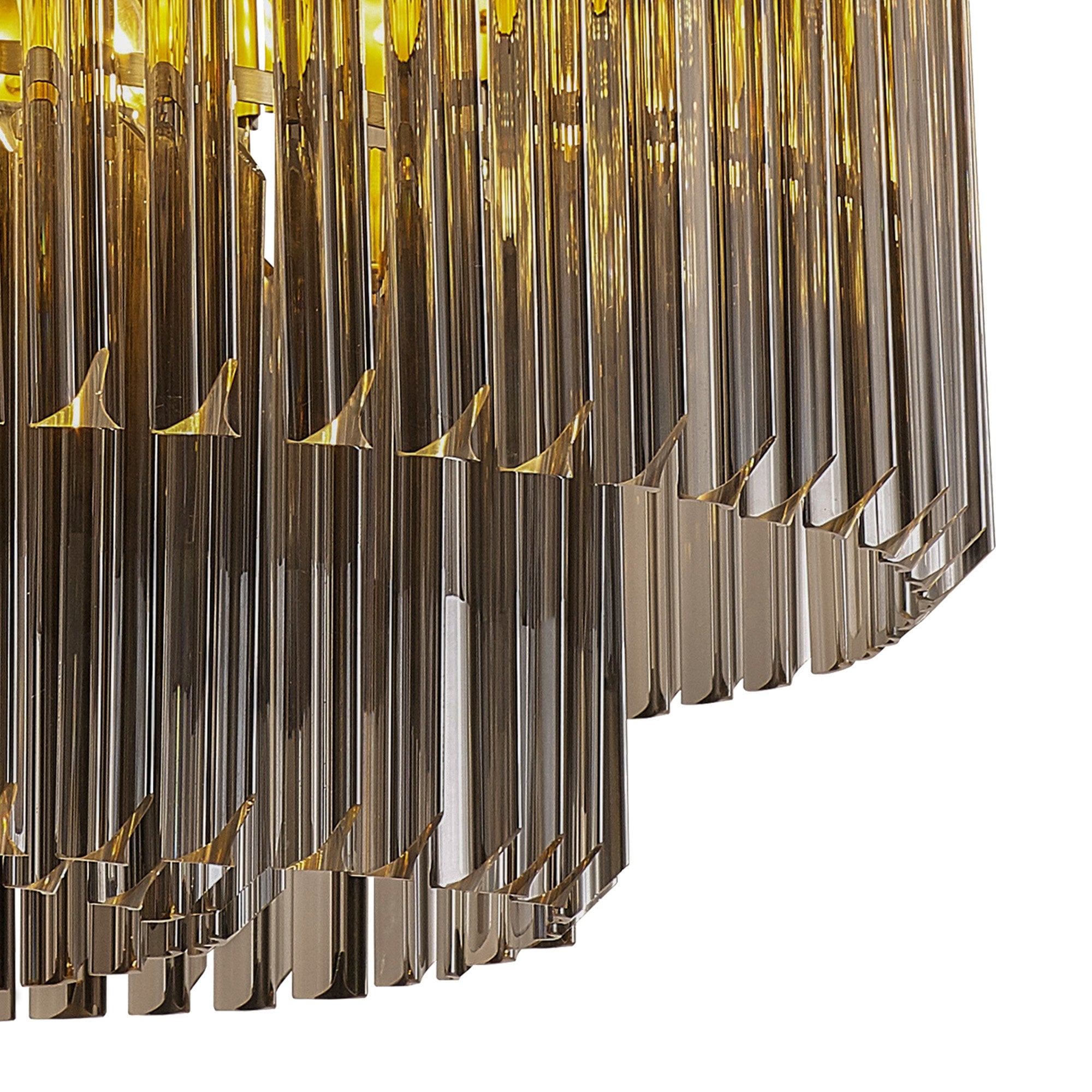 Fabula Cedar 12 Light Pendant - Brass & Smoke Sculpted Glass
