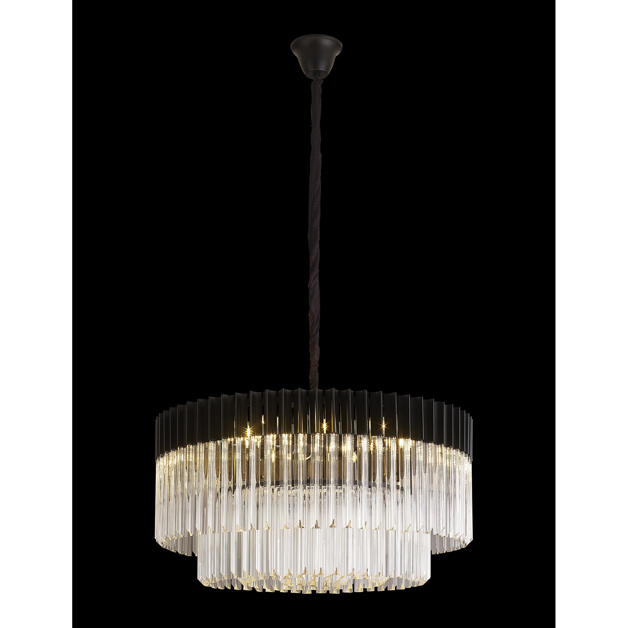 Fabula Cedar 12 Light Pendant - Matt Black & Clear Sculpted Glass