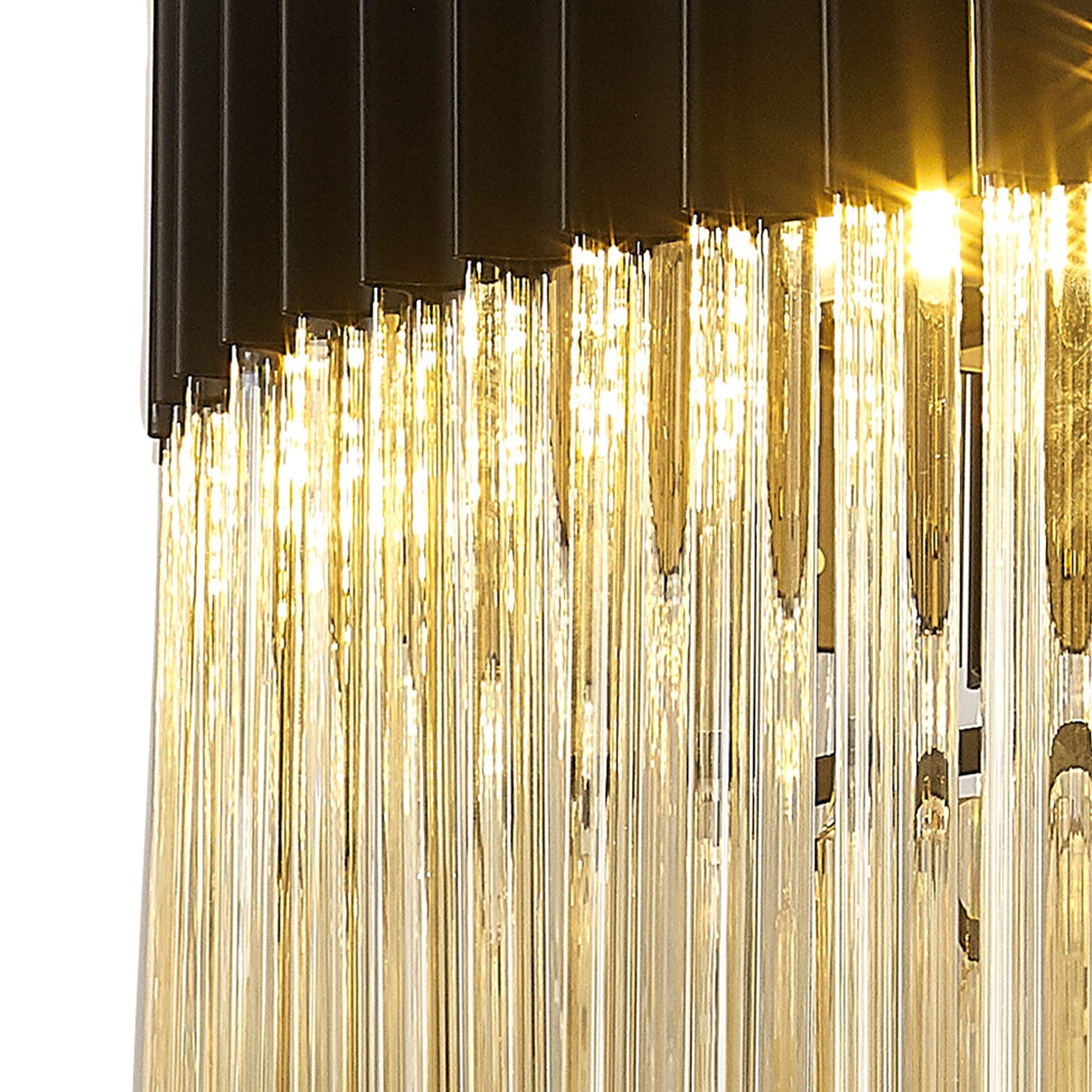 Fabula Cedar 12 Light Pendant - Matt Black & Cognac Sculpted Glass