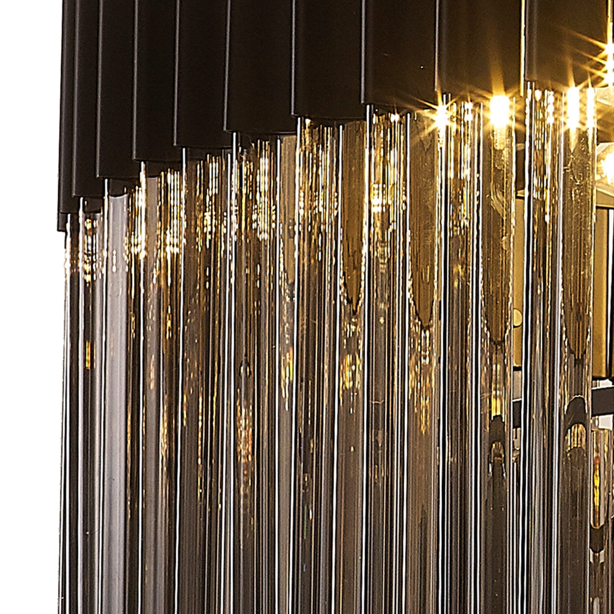 Fabula Cedar 12 Light Pendant - Matt Black & Smoke Sculpted Glass