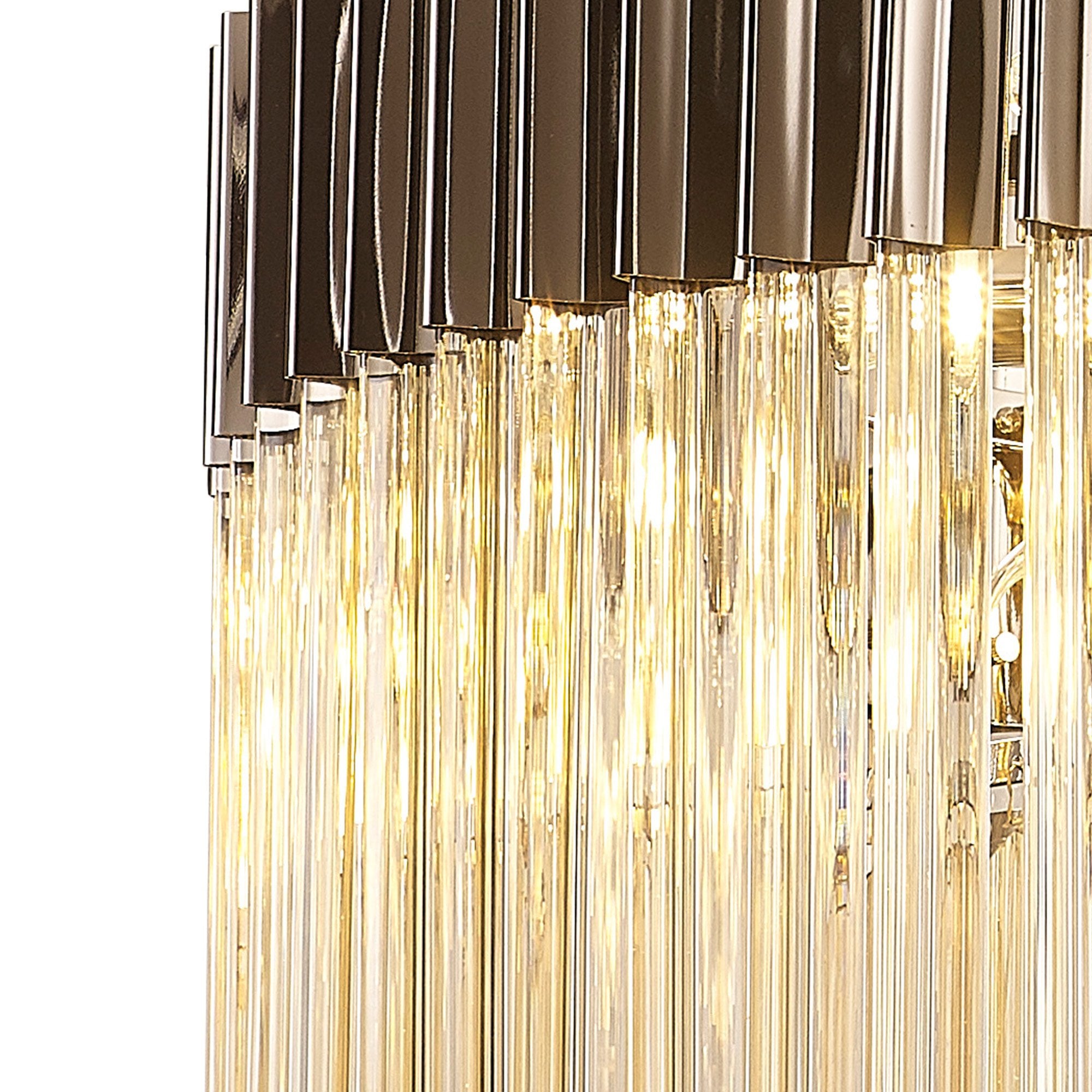 Fabula Cedar 12 Light Pendant - Polished Nickel & Cognac Sculpted Glass