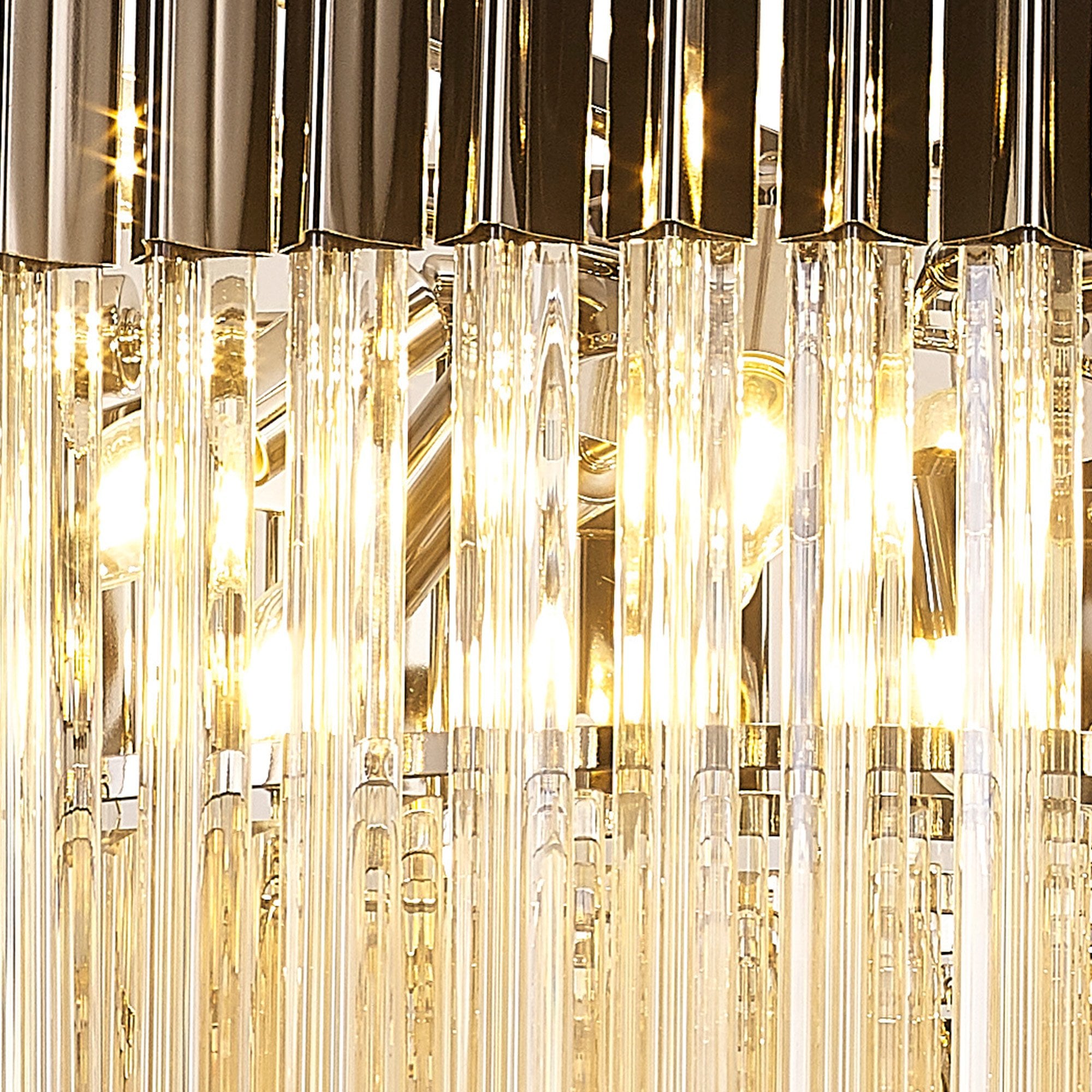 Fabula Cedar 12 Light Pendant - Polished Nickel & Cognac Sculpted Glass