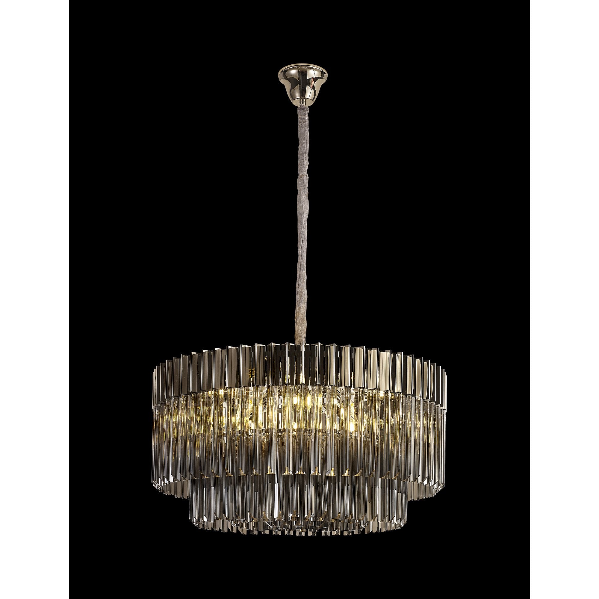 Fabula Cedar 12 Light Pendant - Polished Nickel & Smoke Sculpted Glass