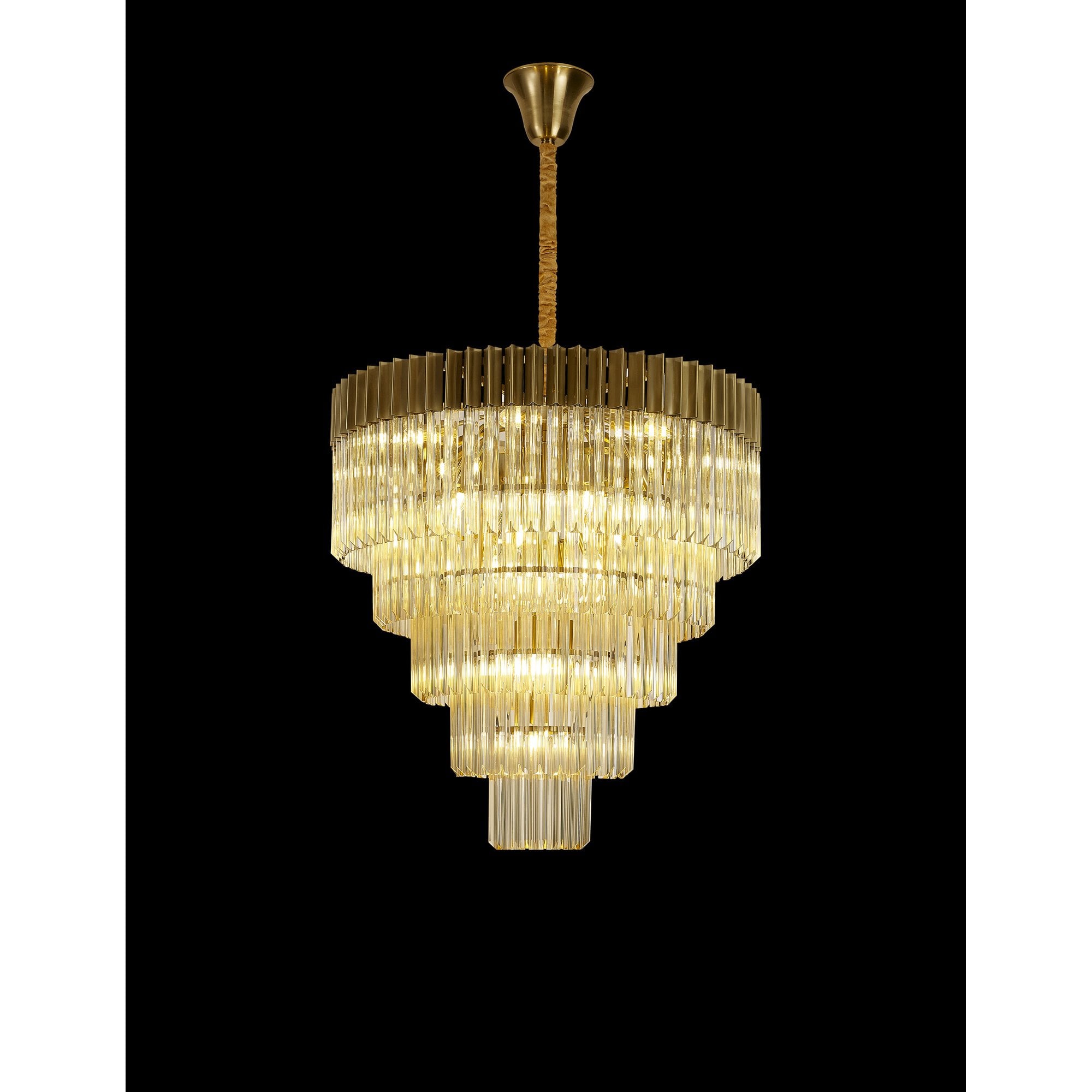 Fabula Cedar 19 Light Pendant - Brass & Cognac Sculpted Glass