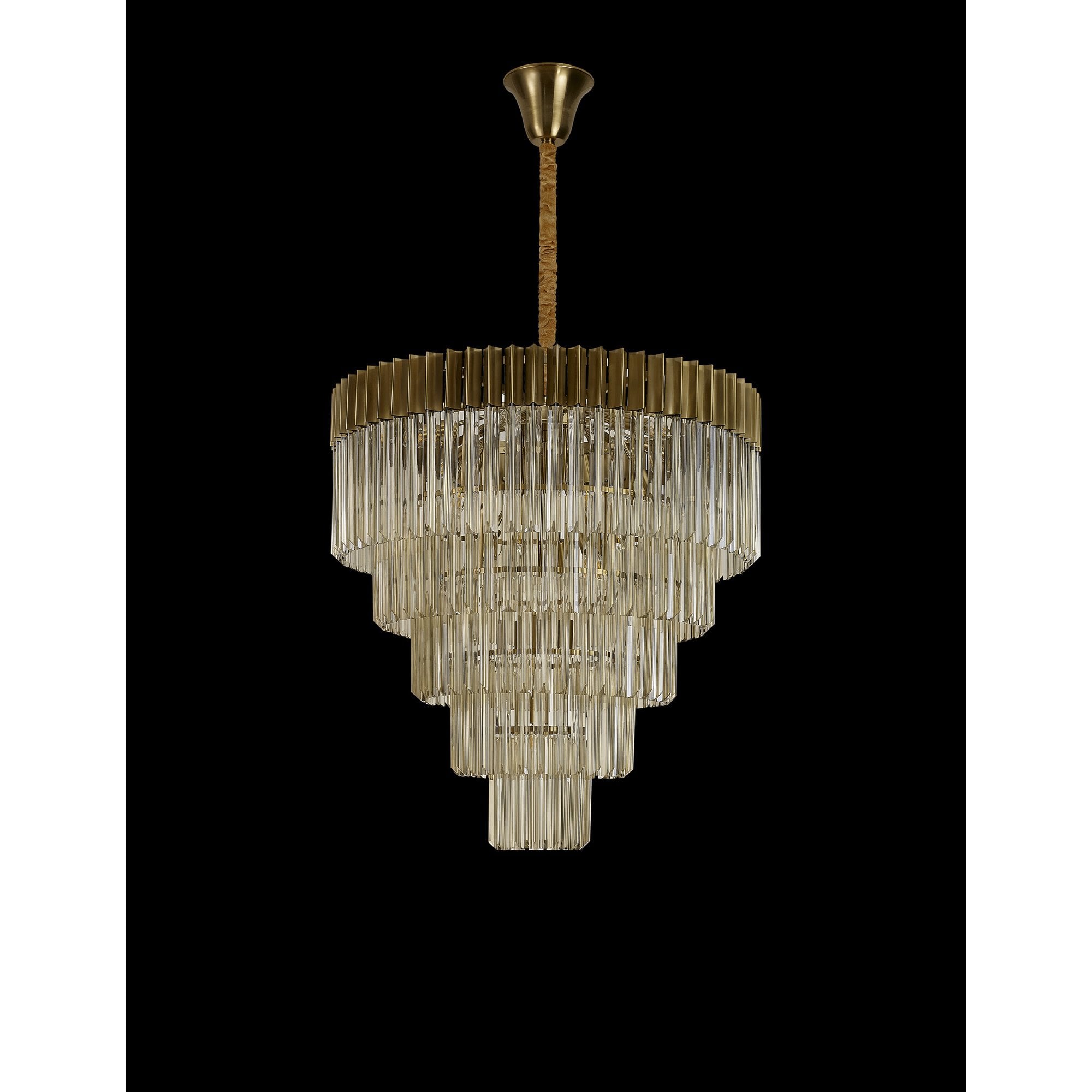 Fabula Cedar 19 Light Pendant - Brass & Cognac Sculpted Glass