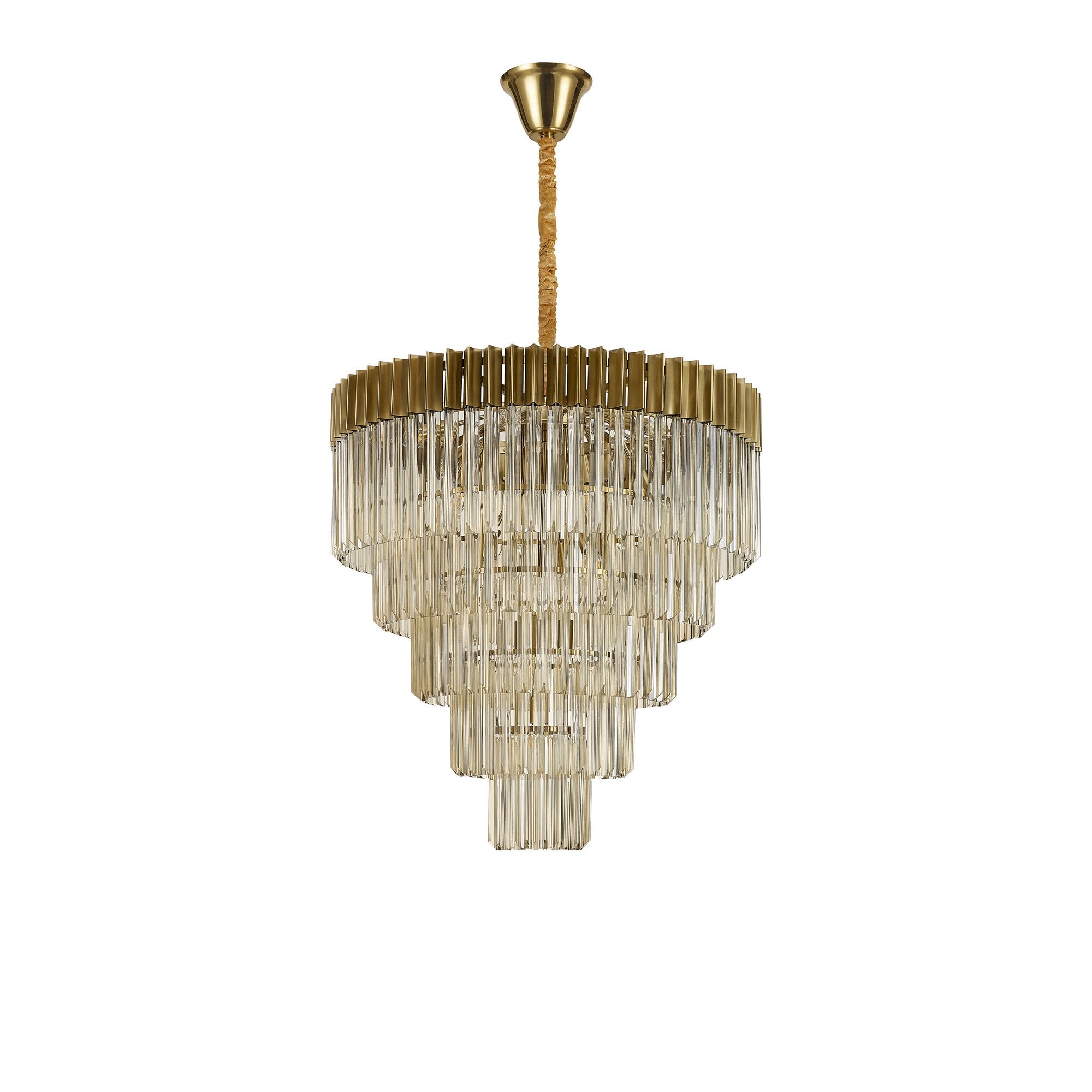 Fabula Cedar 19 Light Pendant - Brass & Cognac Sculpted Glass