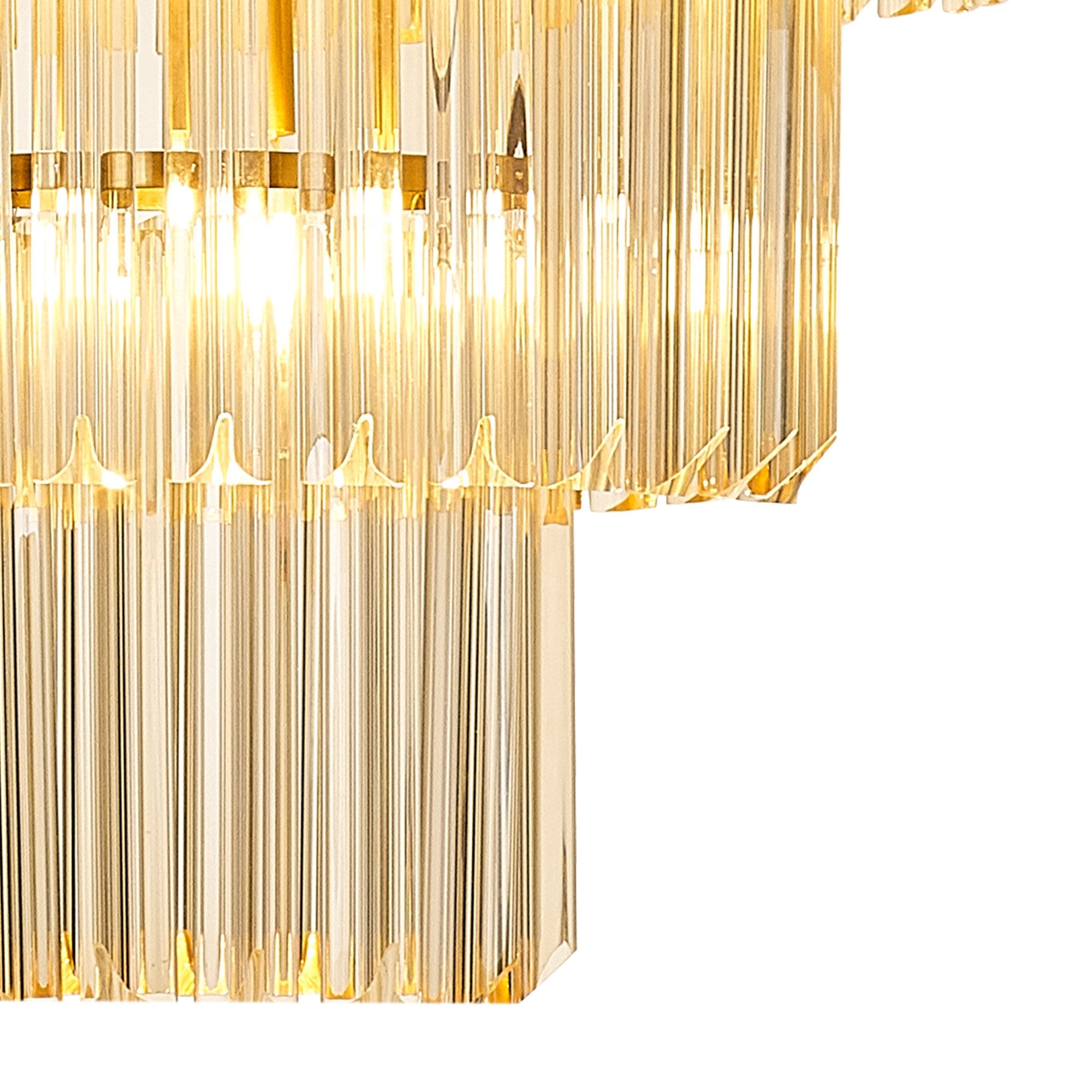 Fabula Cedar 19 Light Pendant - Brass & Cognac Sculpted Glass