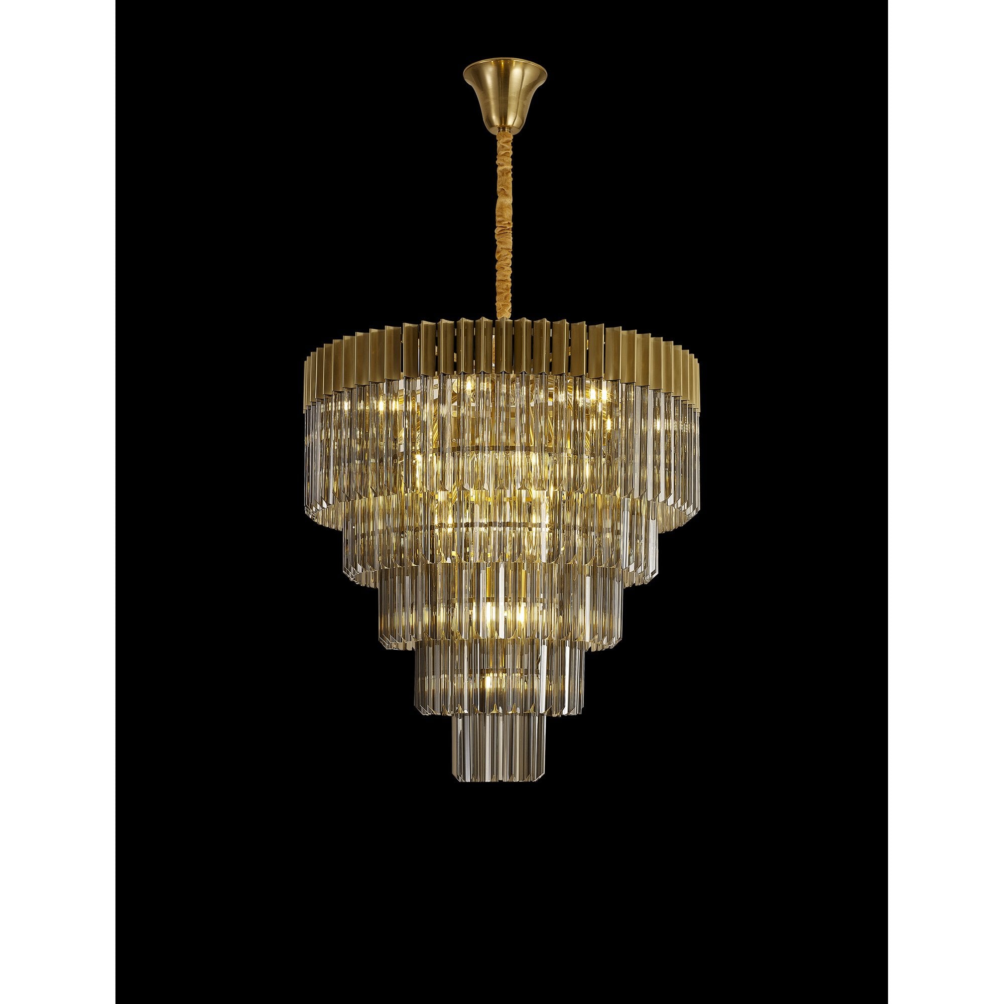 Fabula Cedar 19 Light Pendant - Brass & Smoke Sculpted Glass