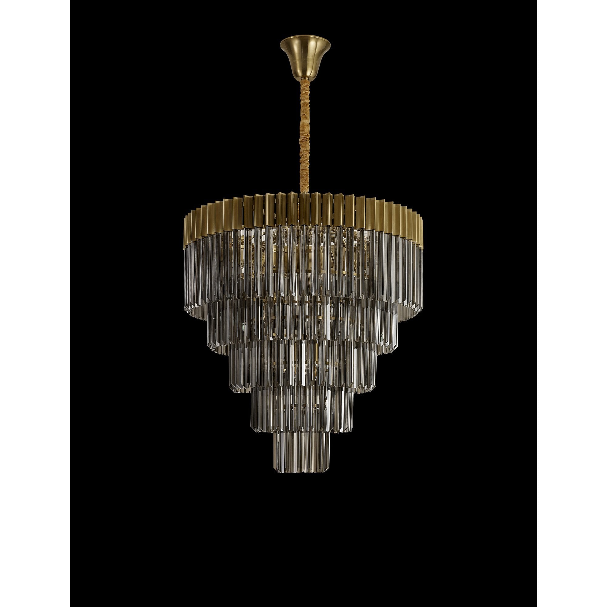 Fabula Cedar 19 Light Pendant - Brass & Smoke Sculpted Glass
