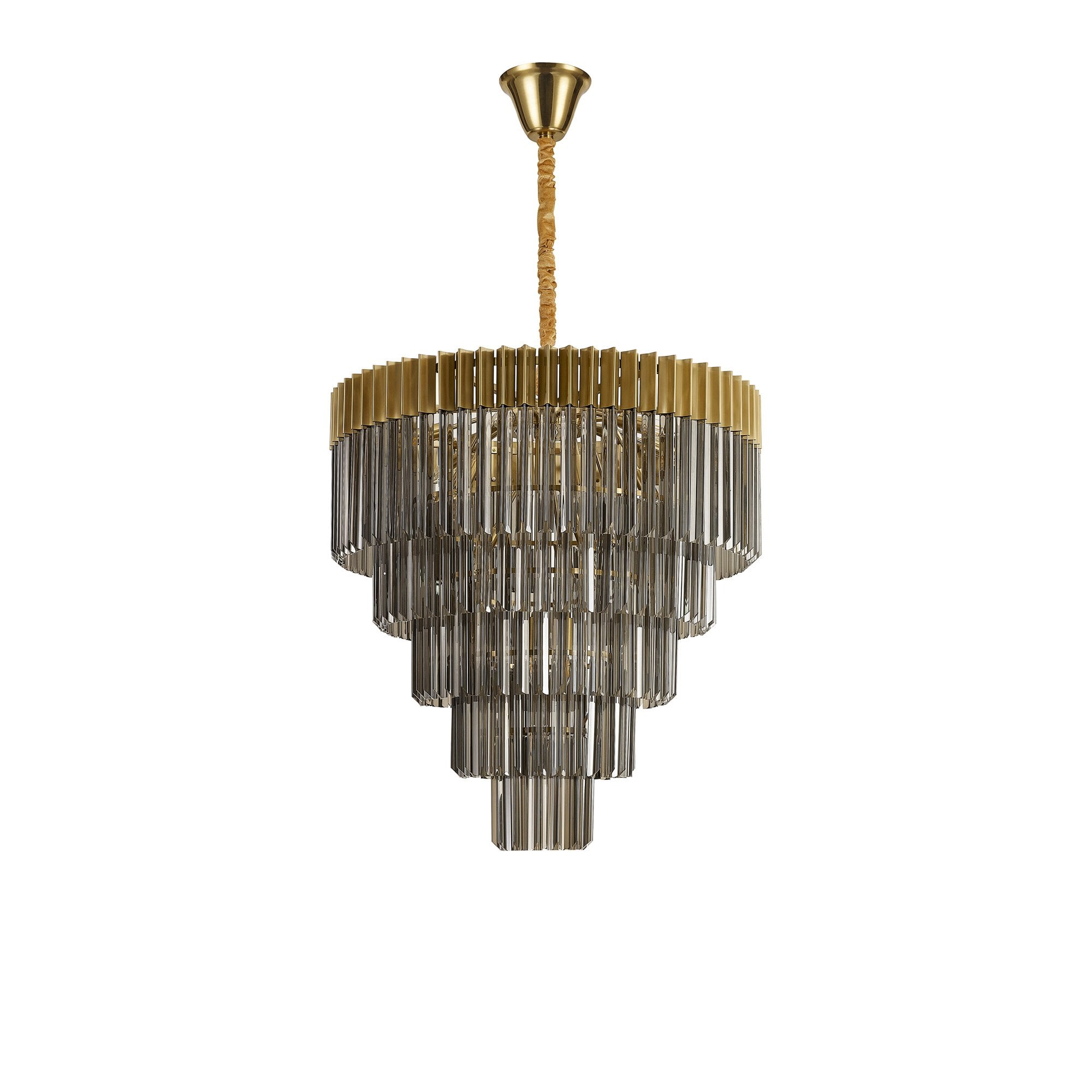 Fabula Cedar 19 Light Pendant - Brass & Smoke Sculpted Glass