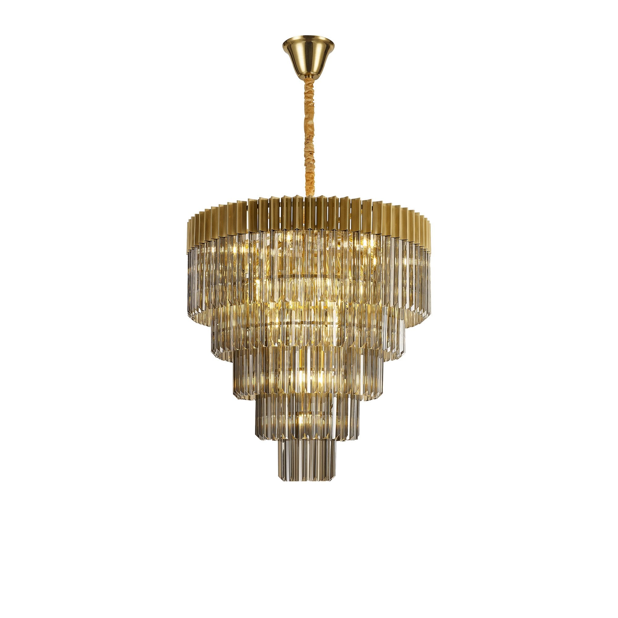 Fabula Cedar 19 Light Pendant - Brass & Smoke Sculpted Glass