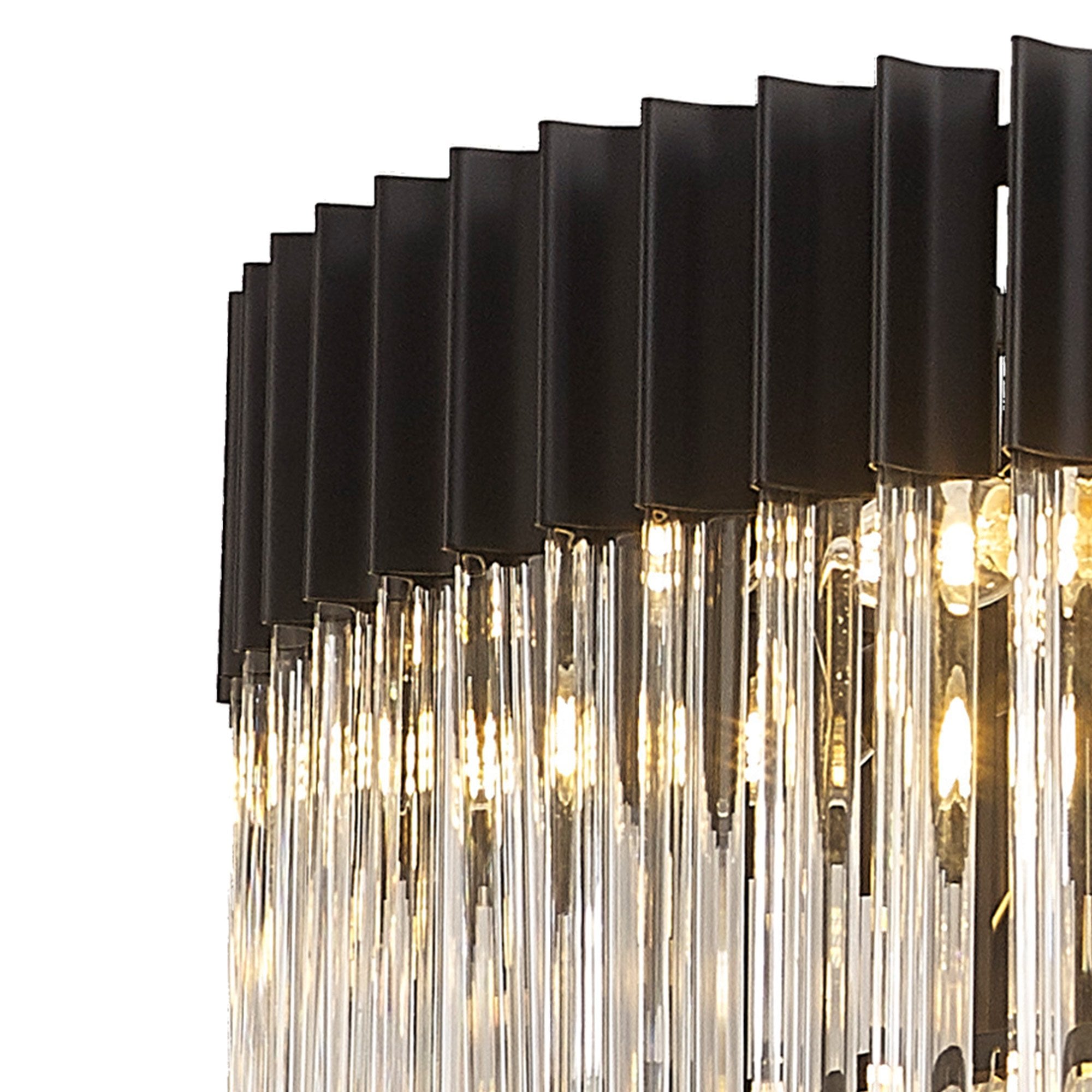 Fabula Cedar 19 Light Pendant - Matt Black & Clear Sculpted Glass