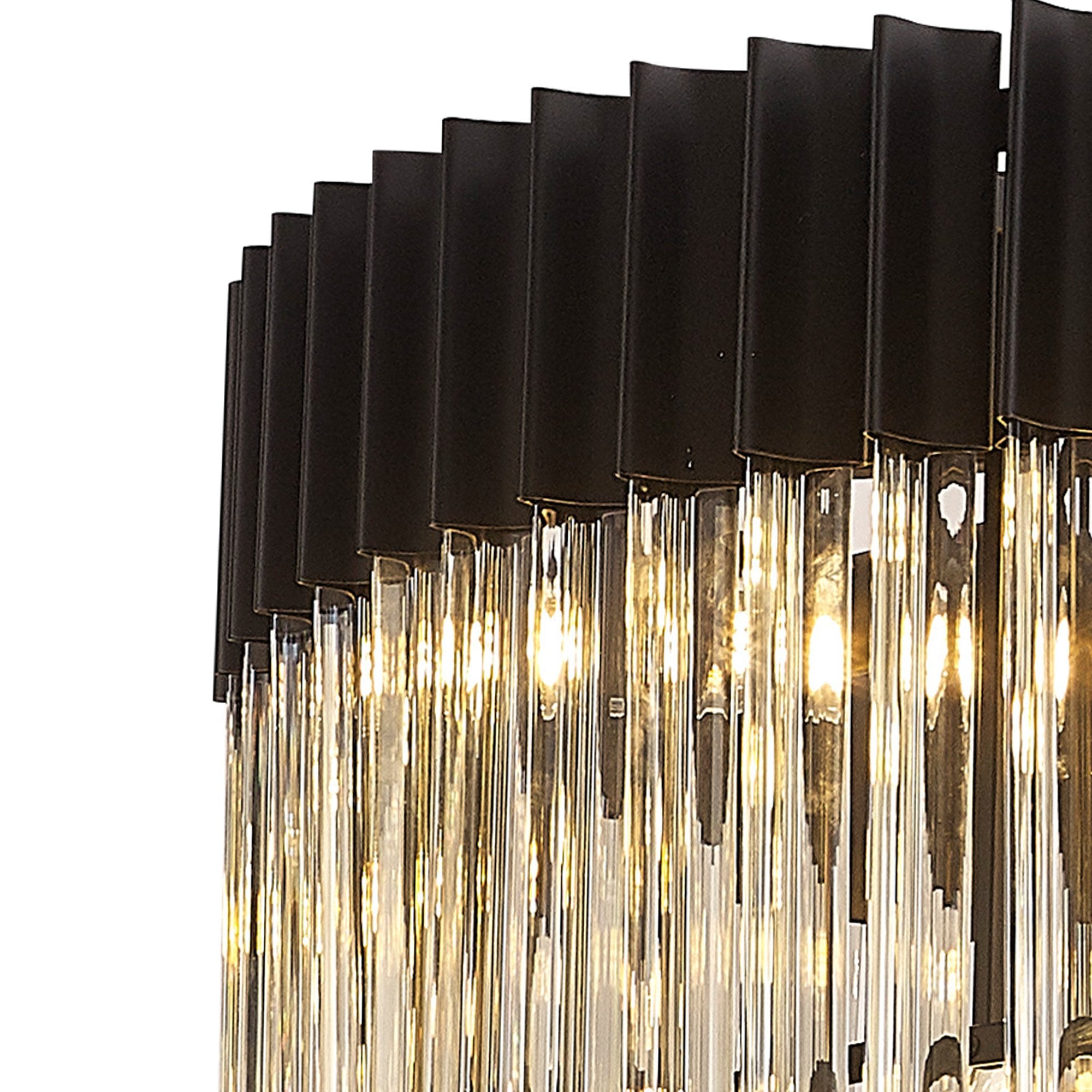 Fabula Cedar 19 Light Pendant - Matt Black & Cognac Sculpted Glass