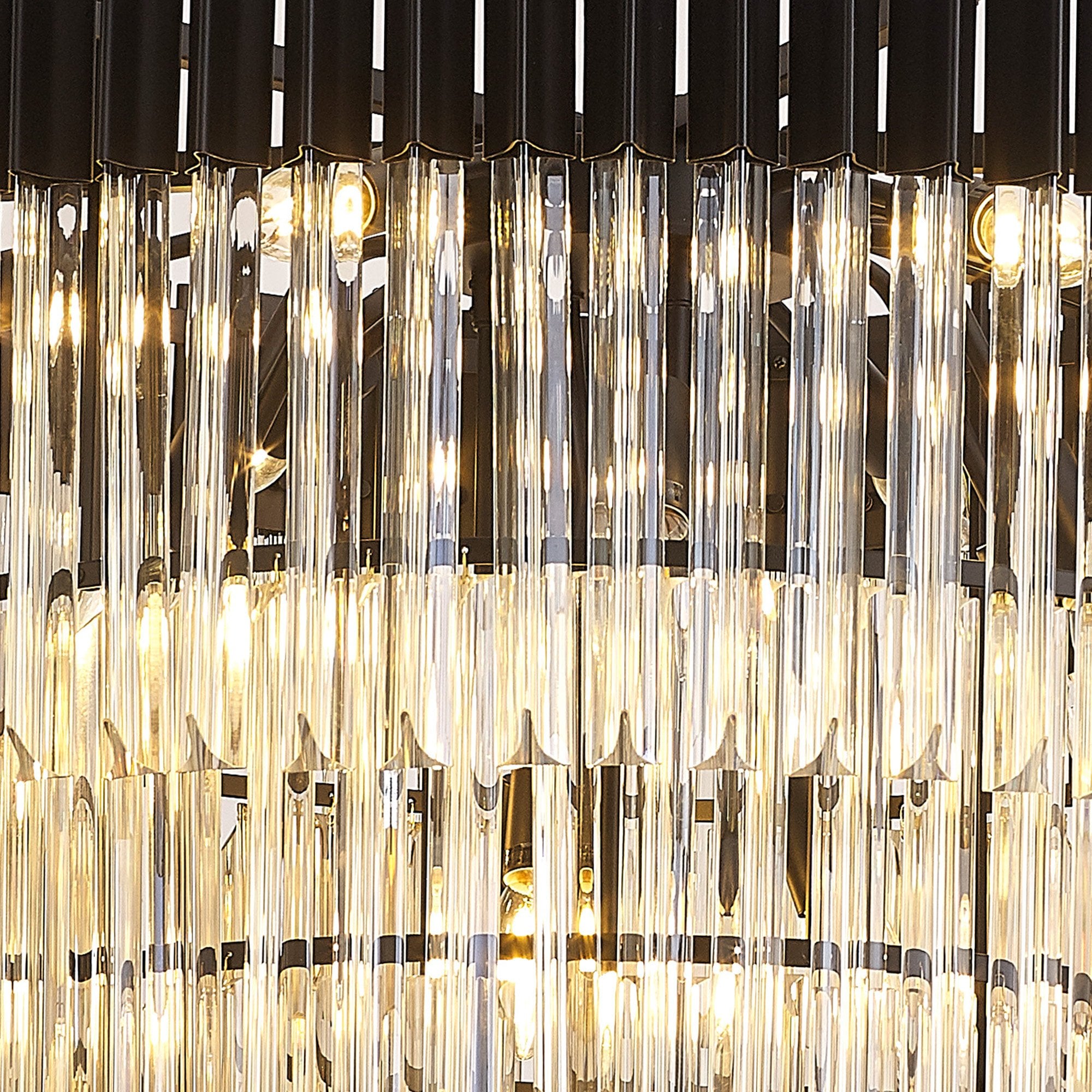 Fabula Cedar 19 Light Pendant - Matt Black & Cognac Sculpted Glass