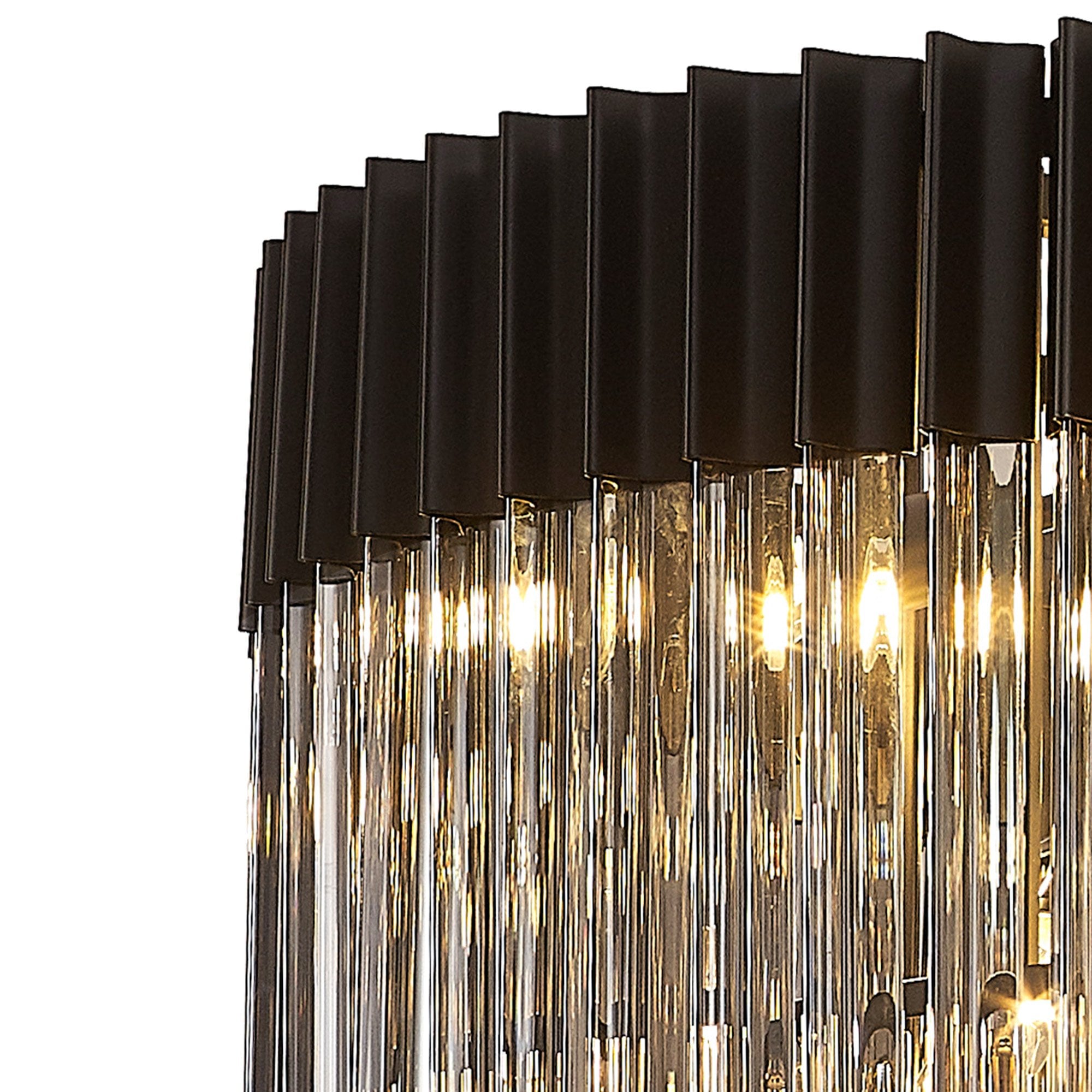 Fabula Cedar 19 Light Pendant - Matt Black & Smoke Sculpted Glass