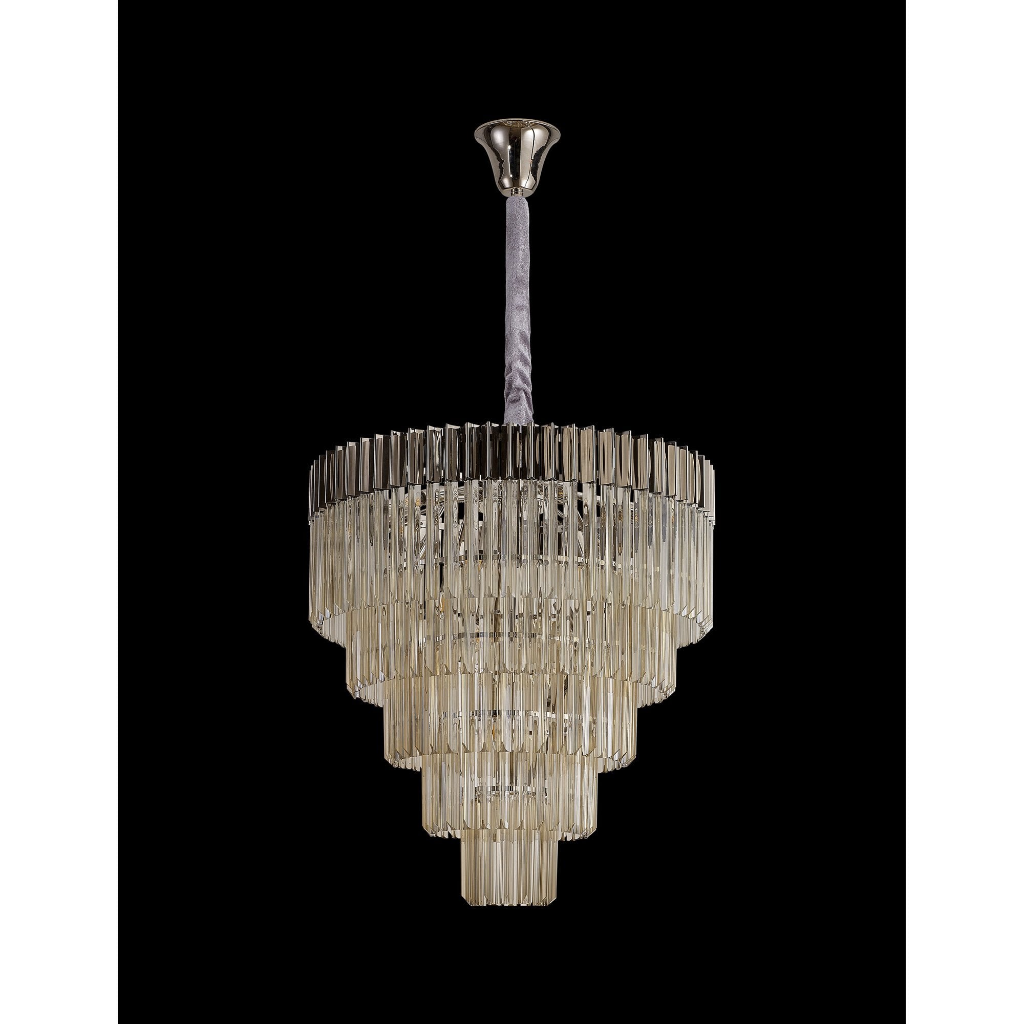 Fabula Cedar 19 Light Pendant - Polished Nickel & Cognac Sculpted Glass