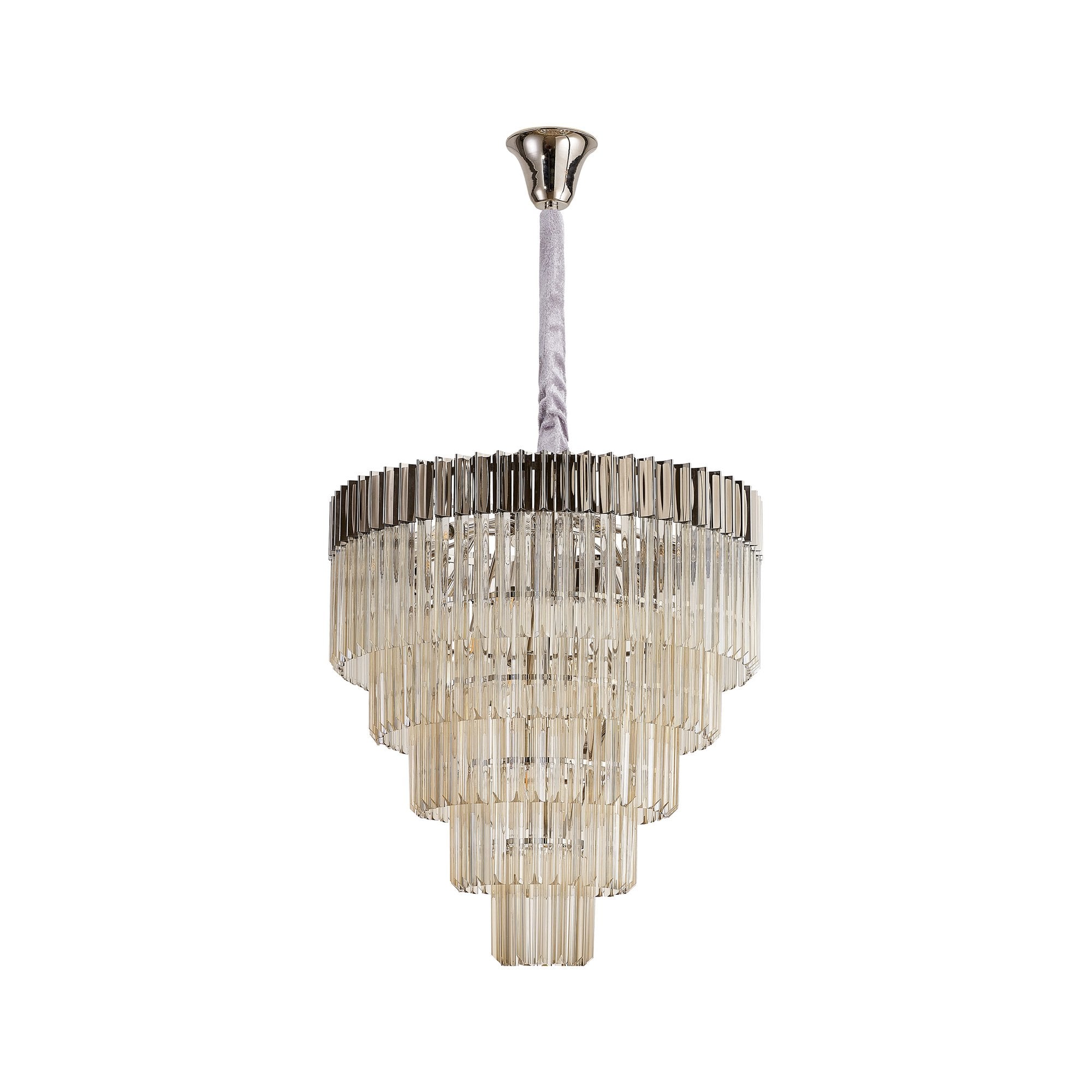 Fabula Cedar 19 Light Pendant - Polished Nickel & Cognac Sculpted Glass