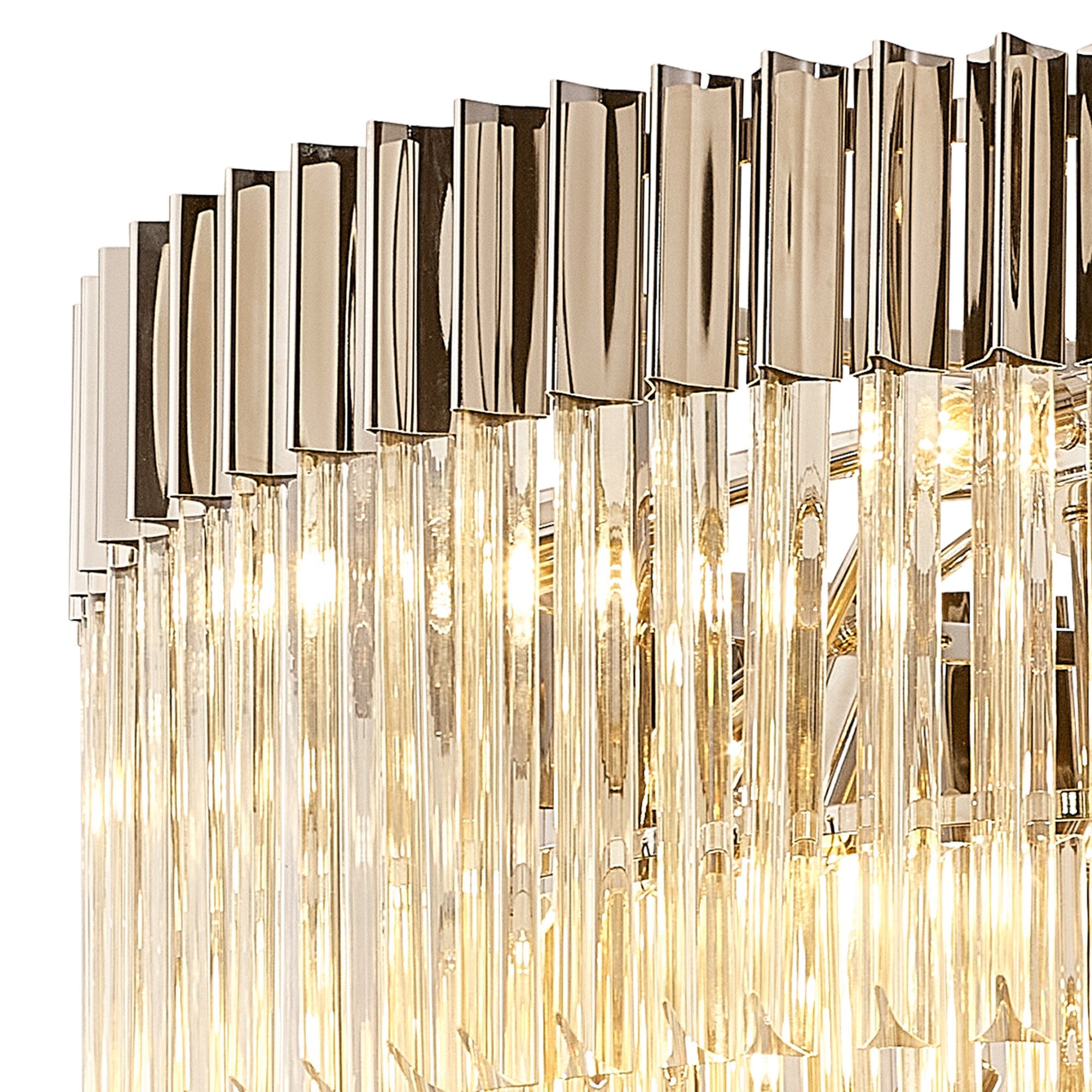 Fabula Cedar 19 Light Pendant - Polished Nickel & Cognac Sculpted Glass