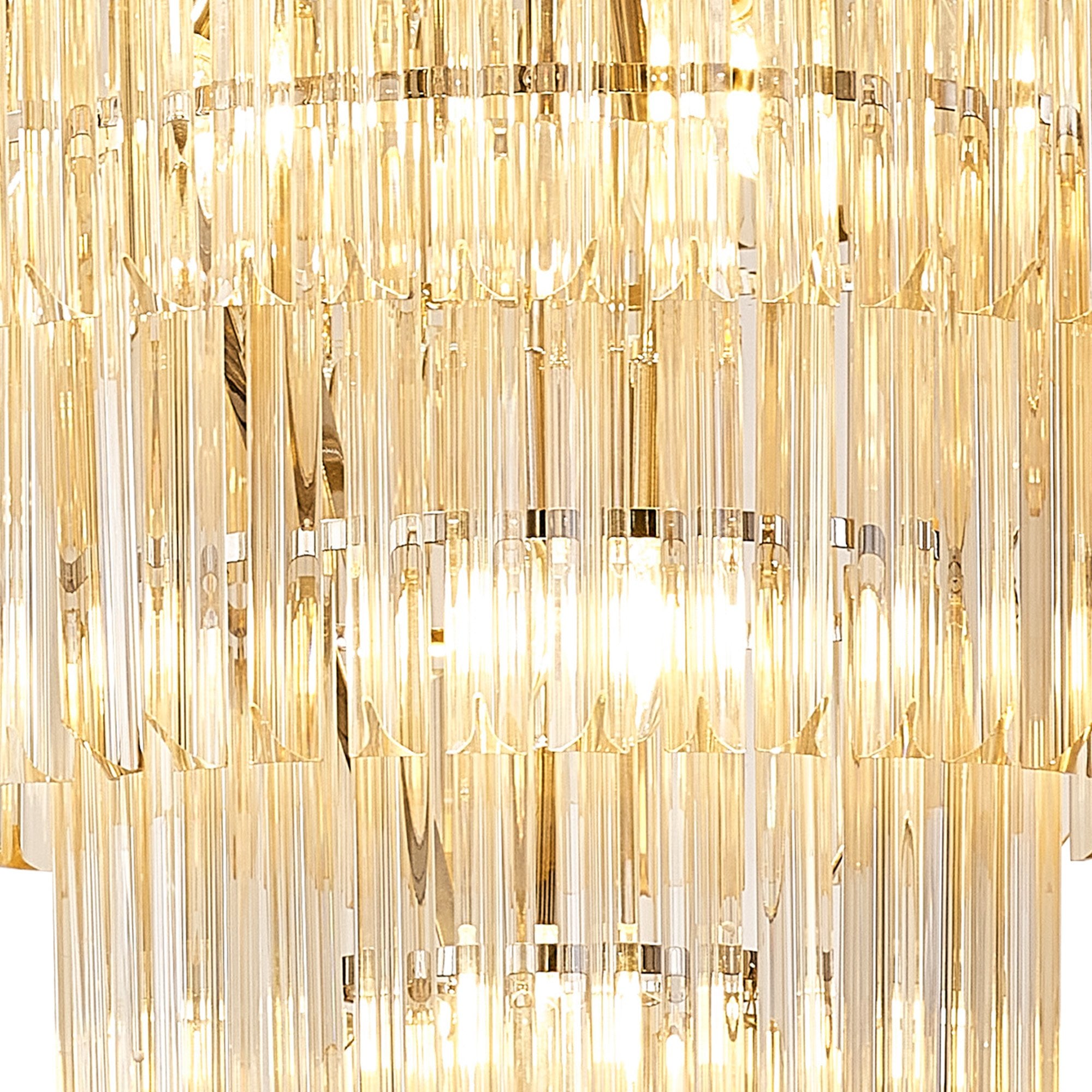 Fabula Cedar 19 Light Pendant - Polished Nickel & Cognac Sculpted Glass