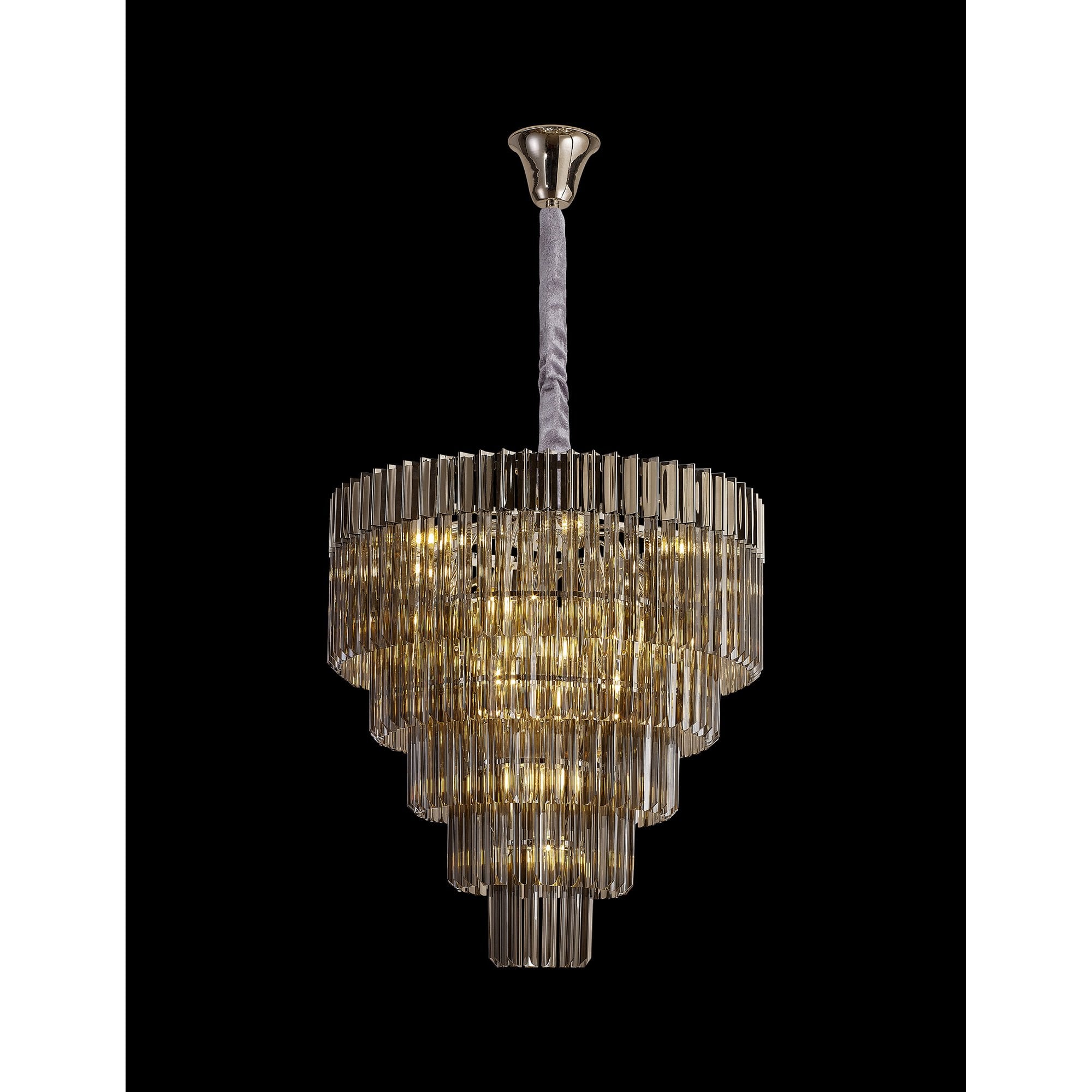 Fabula Cedar 19 Light Pendant - Polished Nickel & Smoke Sculpted Glass