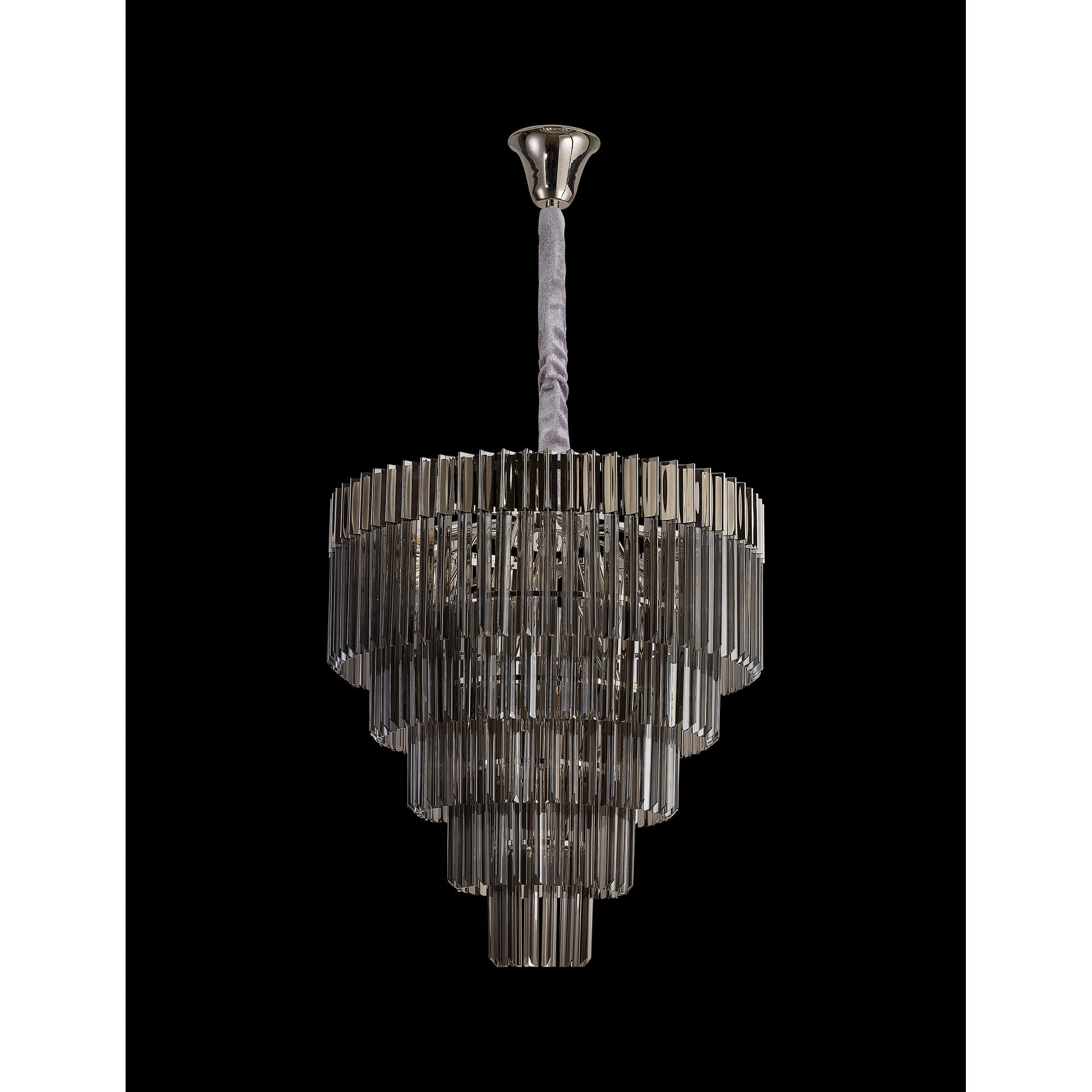 Fabula Cedar 19 Light Pendant - Polished Nickel & Smoke Sculpted Glass