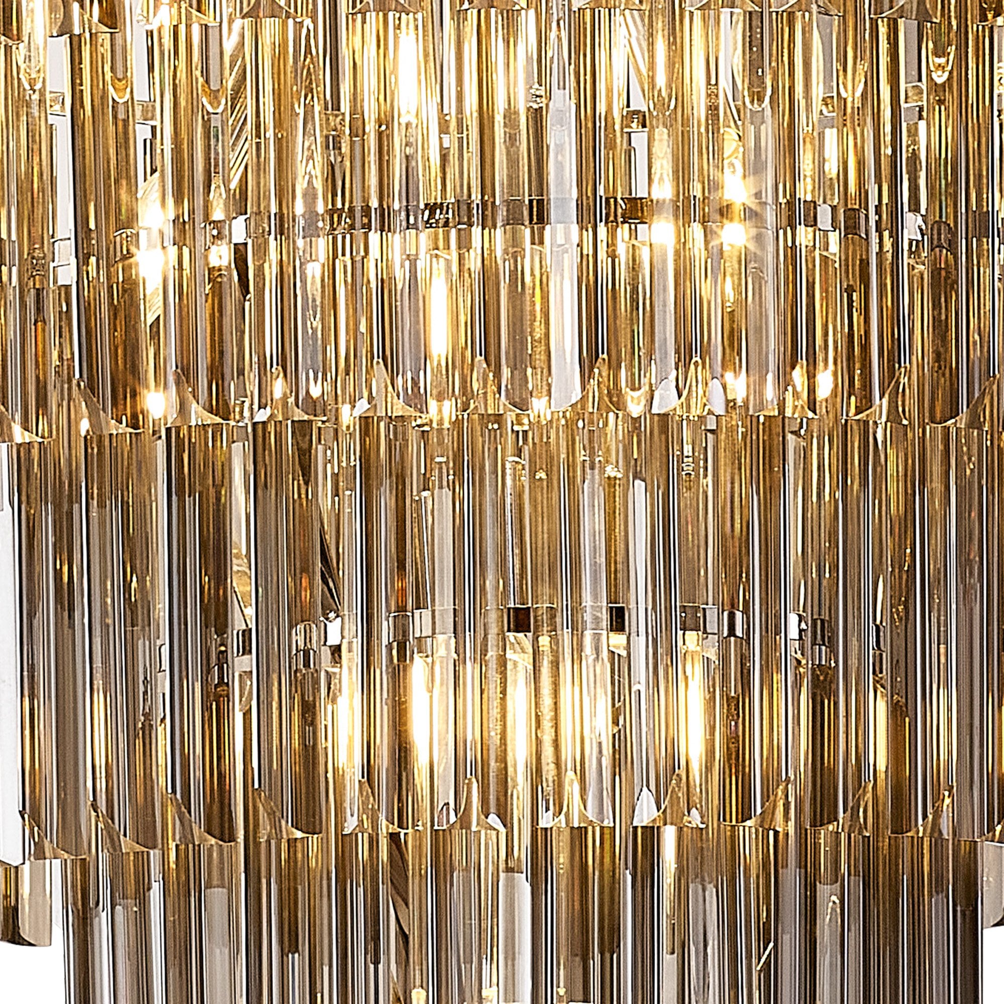 Fabula Cedar 19 Light Pendant - Polished Nickel & Smoke Sculpted Glass