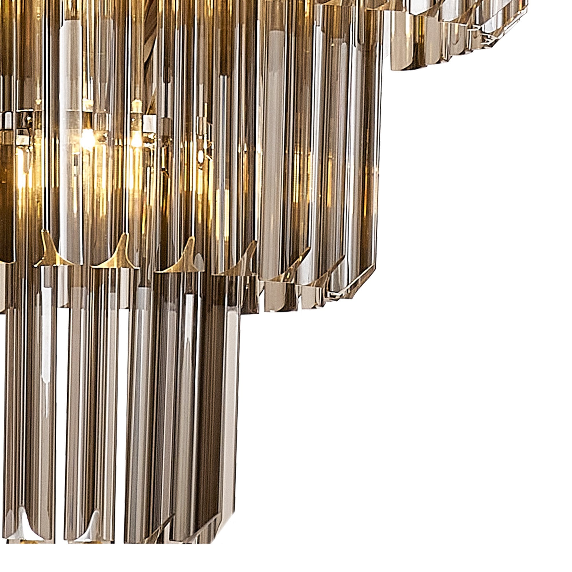 Fabula Cedar 19 Light Pendant - Polished Nickel & Smoke Sculpted Glass
