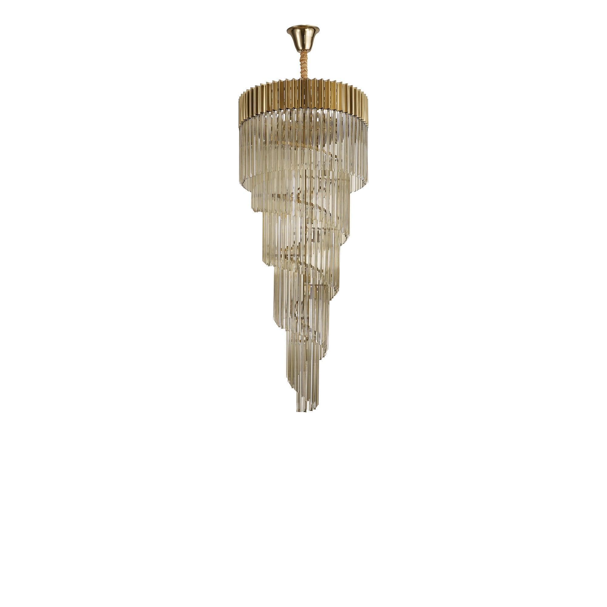 Fabula Cedar 23 Light Pendant - Brass & Cognac Sculpted Glass
