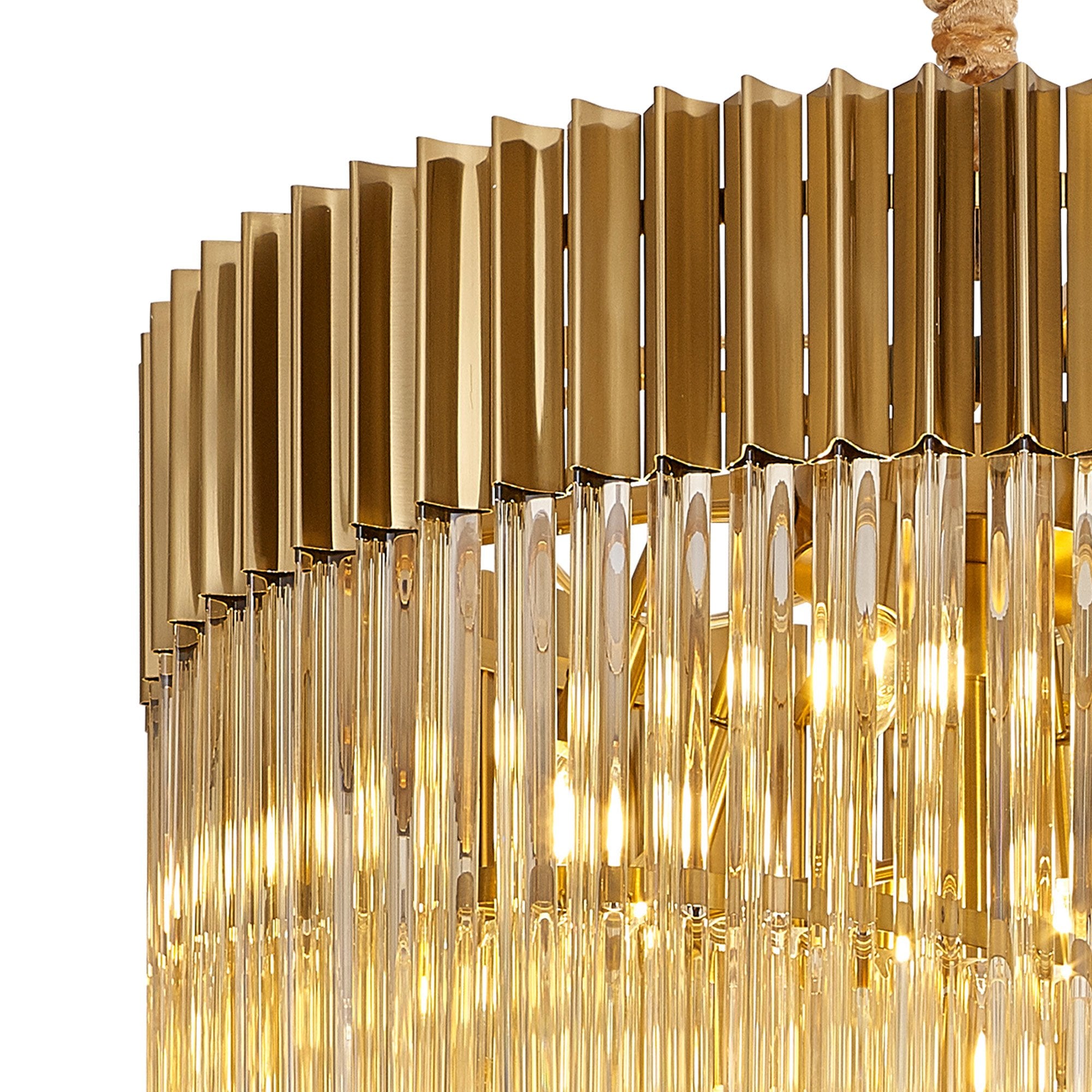 Fabula Cedar 23 Light Pendant - Brass & Cognac Sculpted Glass