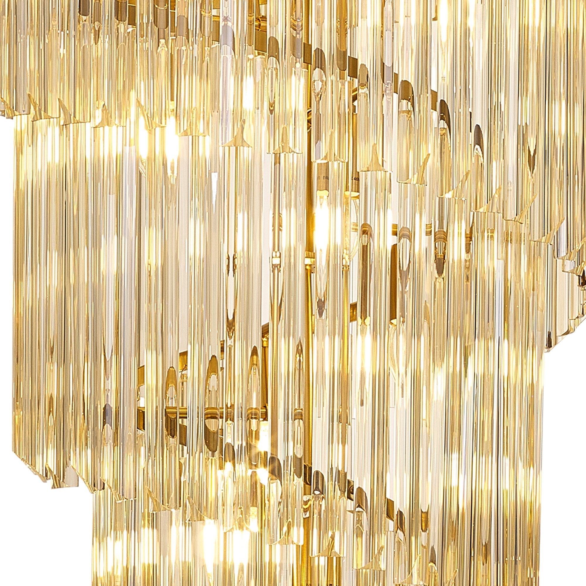 Fabula Cedar 23 Light Pendant - Brass & Cognac Sculpted Glass