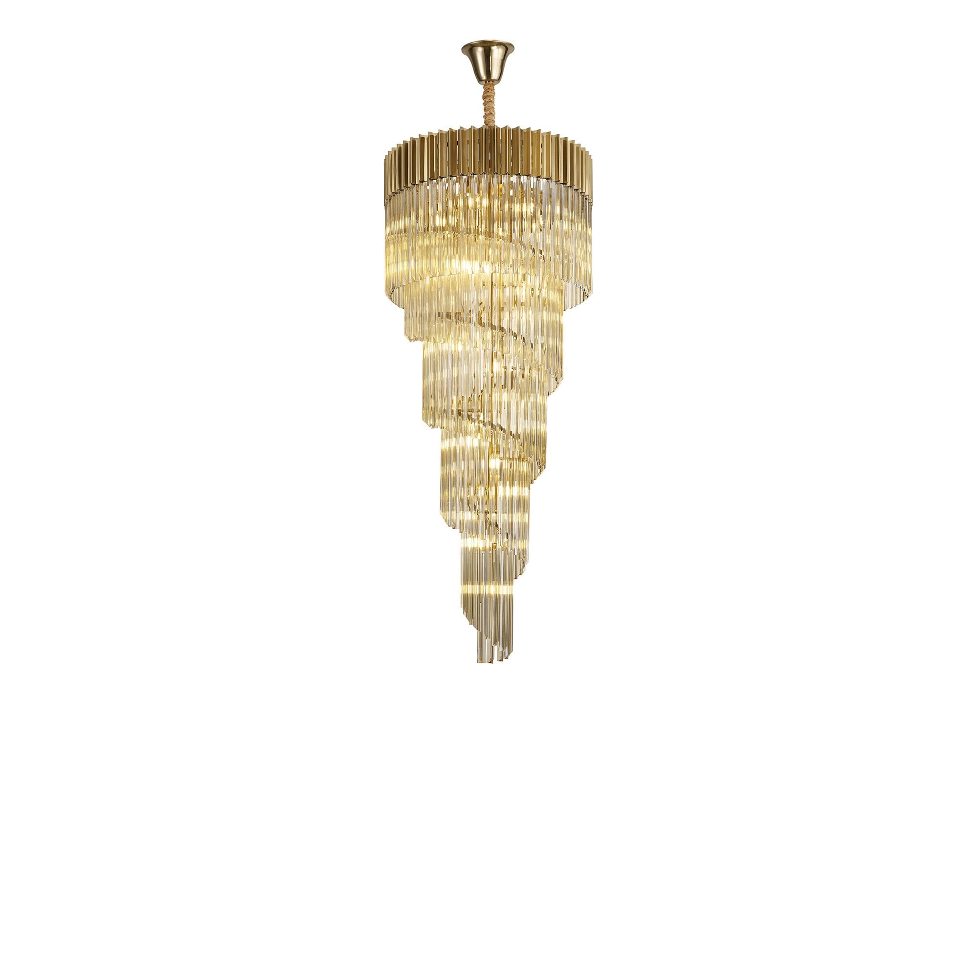 Fabula Cedar 23 Light Pendant - Brass & Cognac Sculpted Glass