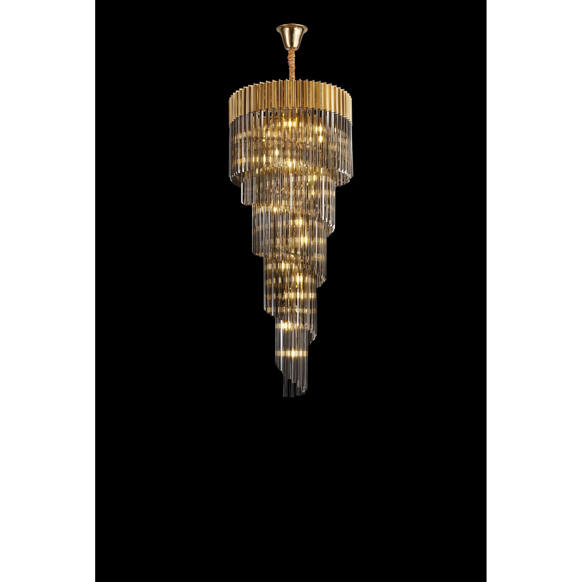 Fabula Cedar 23 Light Pendant - Brass & Smoke Sculpted Glass