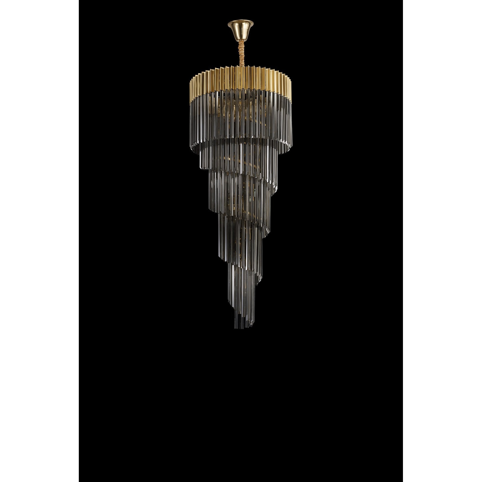 Fabula Cedar 23 Light Pendant - Brass & Smoke Sculpted Glass