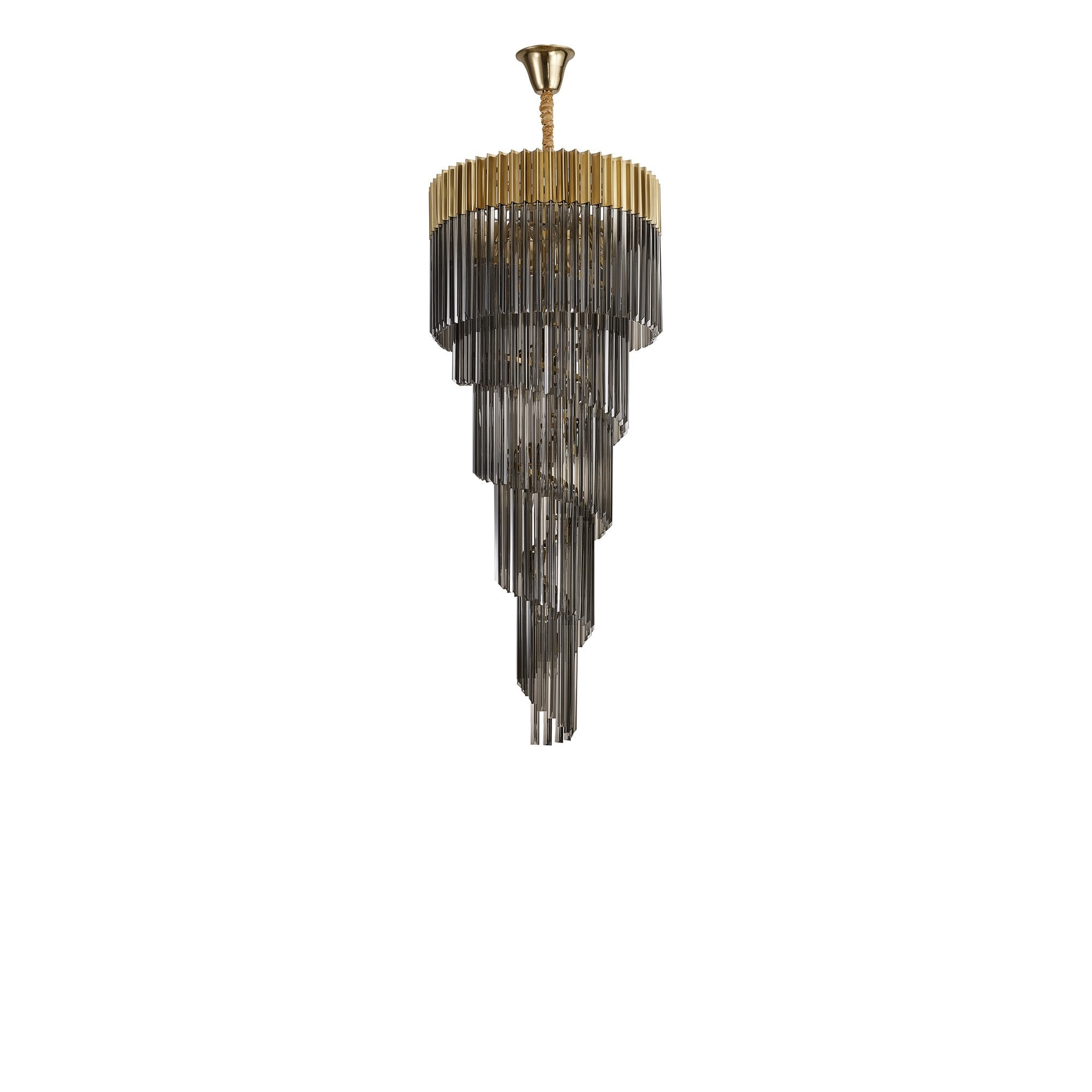 Fabula Cedar 23 Light Pendant - Brass & Smoke Sculpted Glass