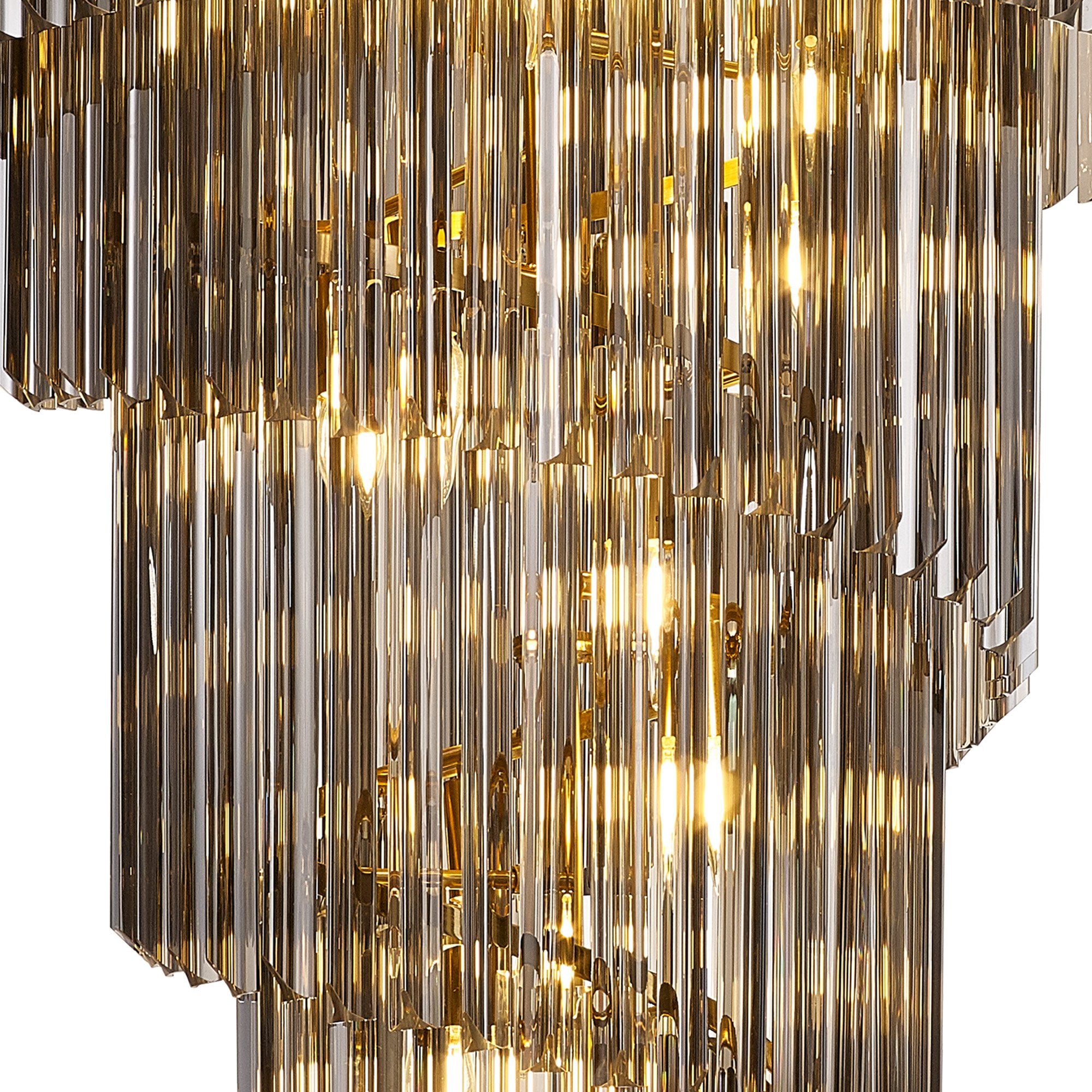 Fabula Cedar 23 Light Pendant - Brass & Smoke Sculpted Glass