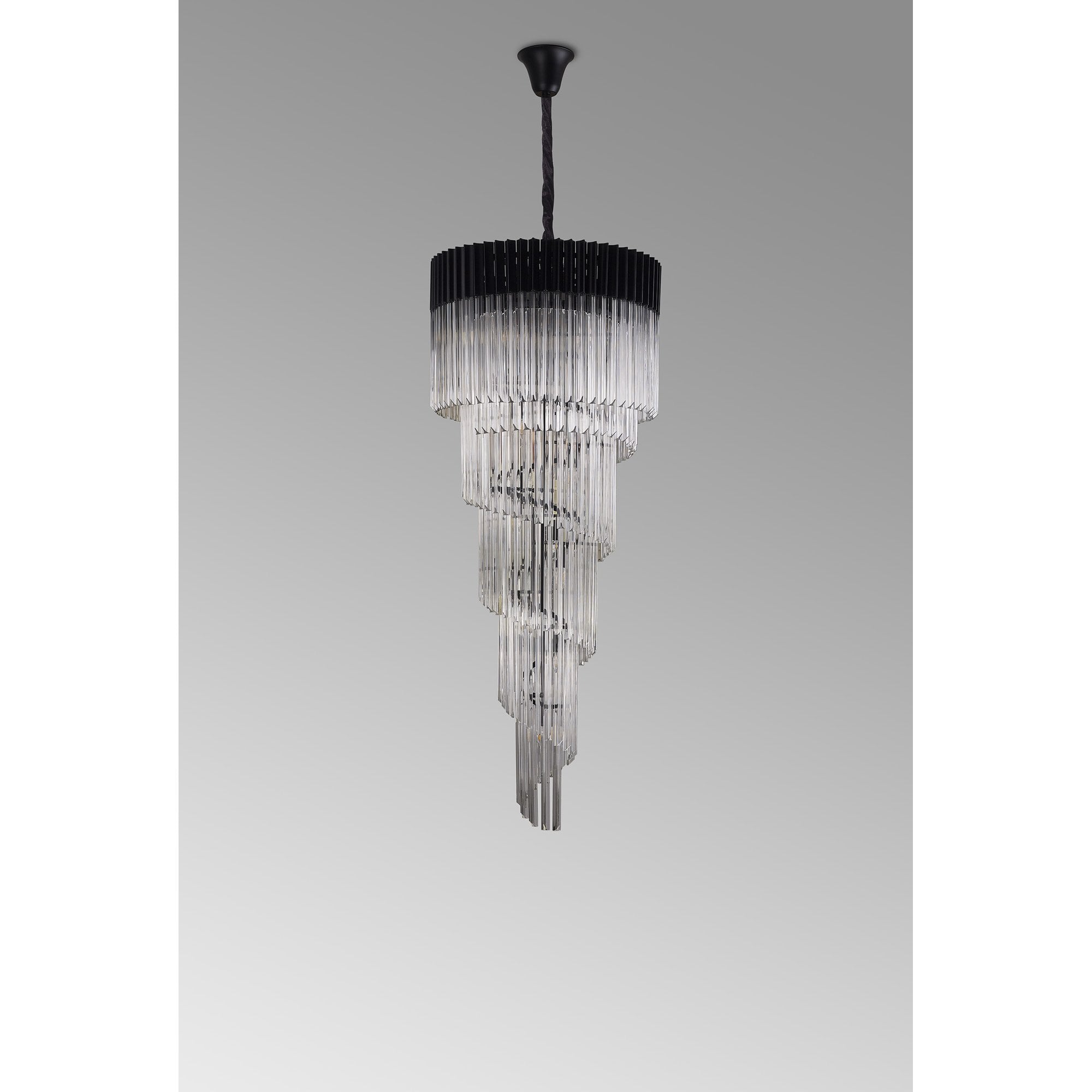 Fabula Cedar 23 Light Pendant - Matt Black & Clear Sculpted Glass