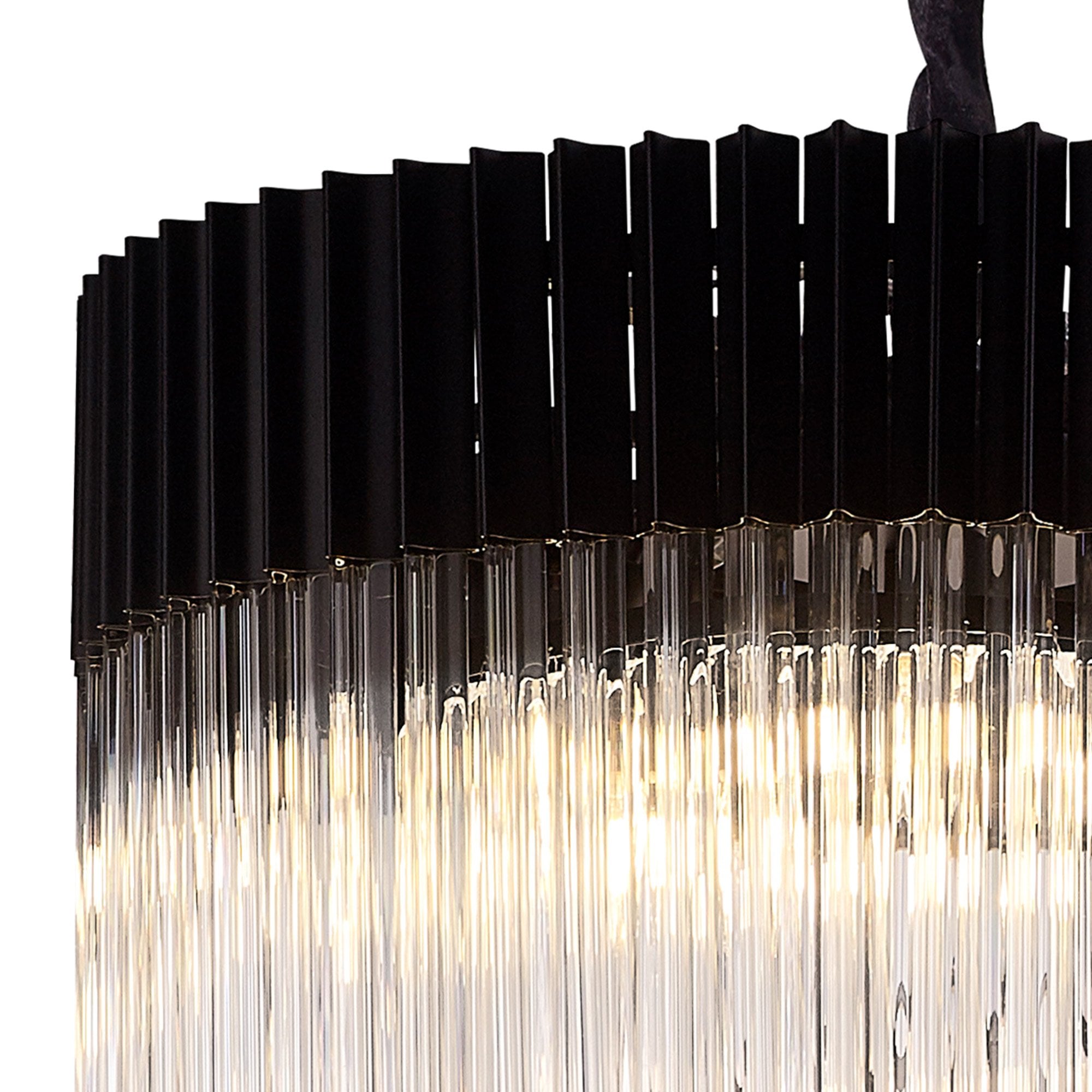 Fabula Cedar 23 Light Pendant - Matt Black & Clear Sculpted Glass