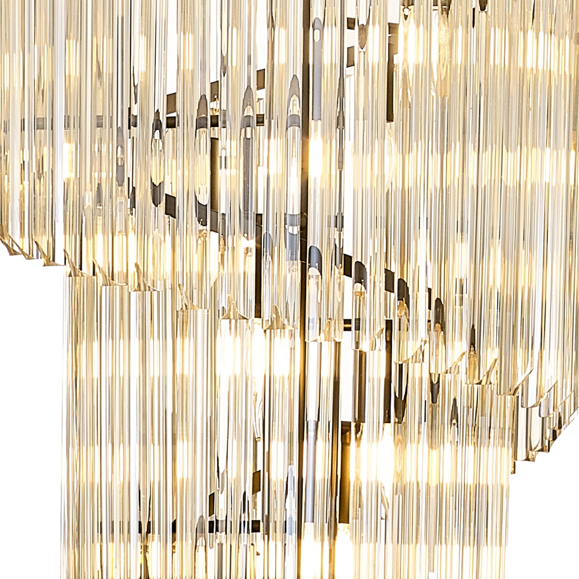 Fabula Cedar 23 Light Pendant - Matt Black & Cognac Sculpted Glass