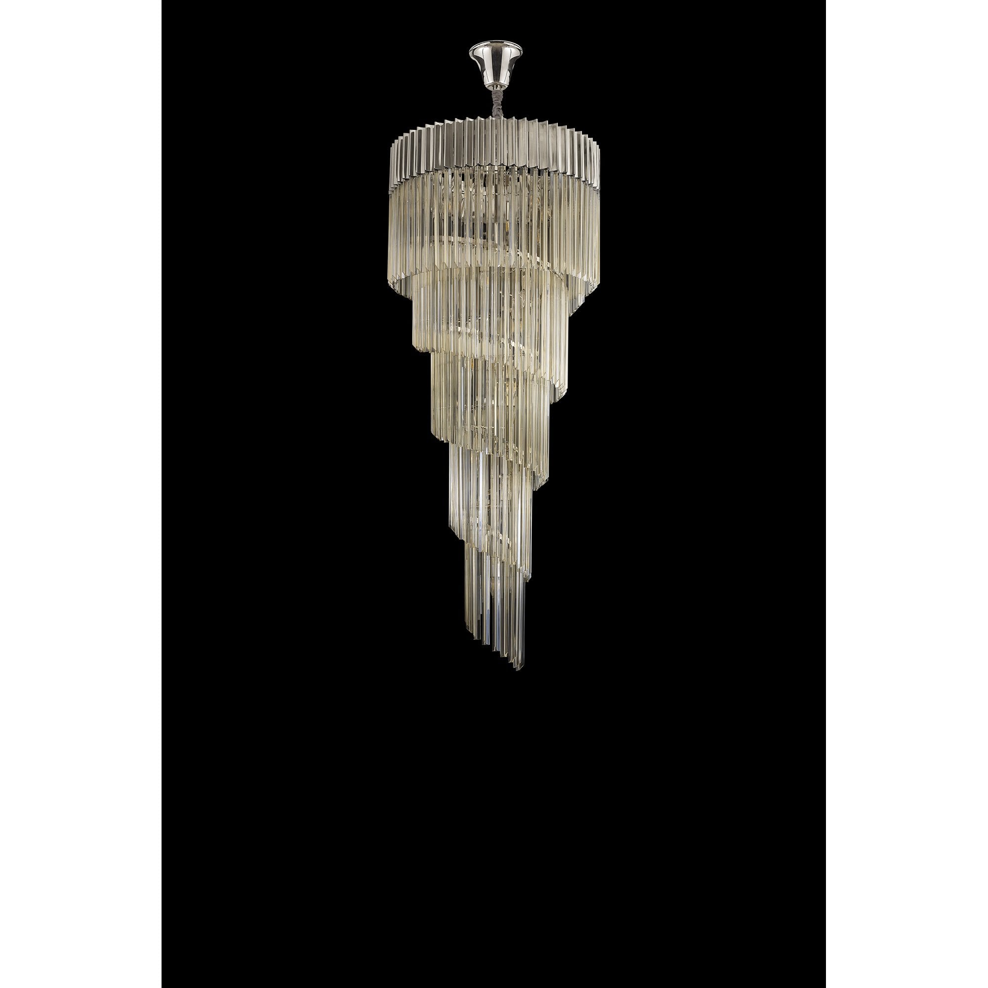 Fabula Cedar 23 Light Pendant - Polished Nickel & Cognac Sculpted Glass