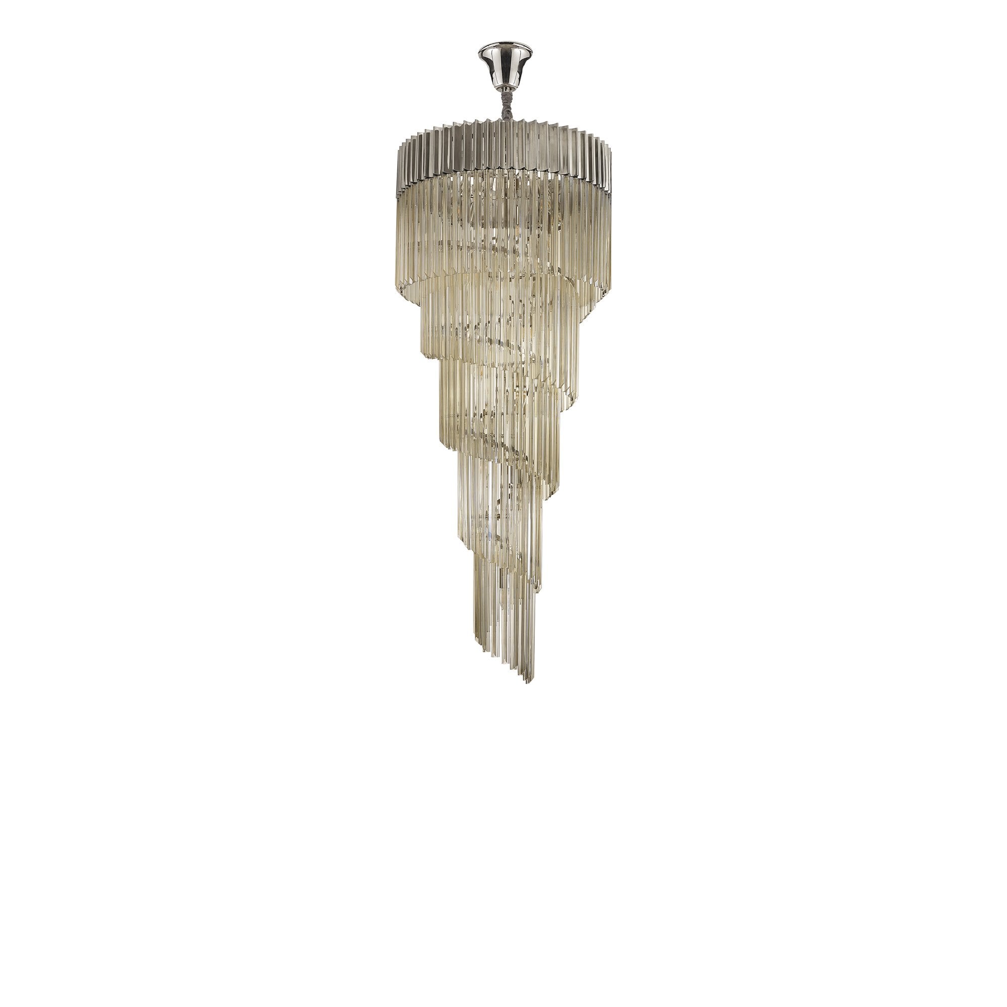 Fabula Cedar 23 Light Pendant - Polished Nickel & Cognac Sculpted Glass
