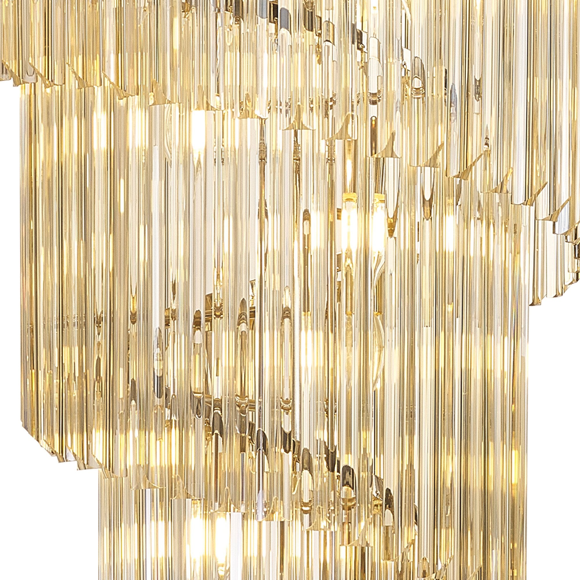 Fabula Cedar 23 Light Pendant - Polished Nickel & Cognac Sculpted Glass