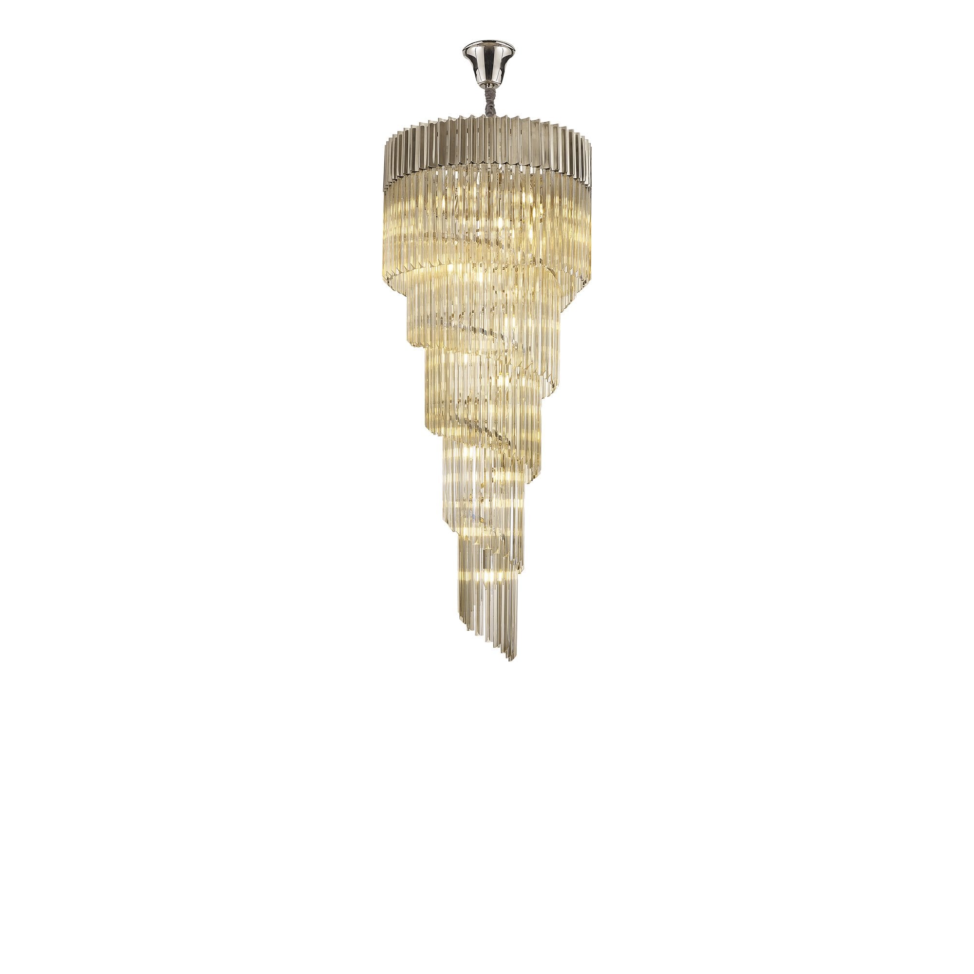 Fabula Cedar 23 Light Pendant - Polished Nickel & Cognac Sculpted Glass
